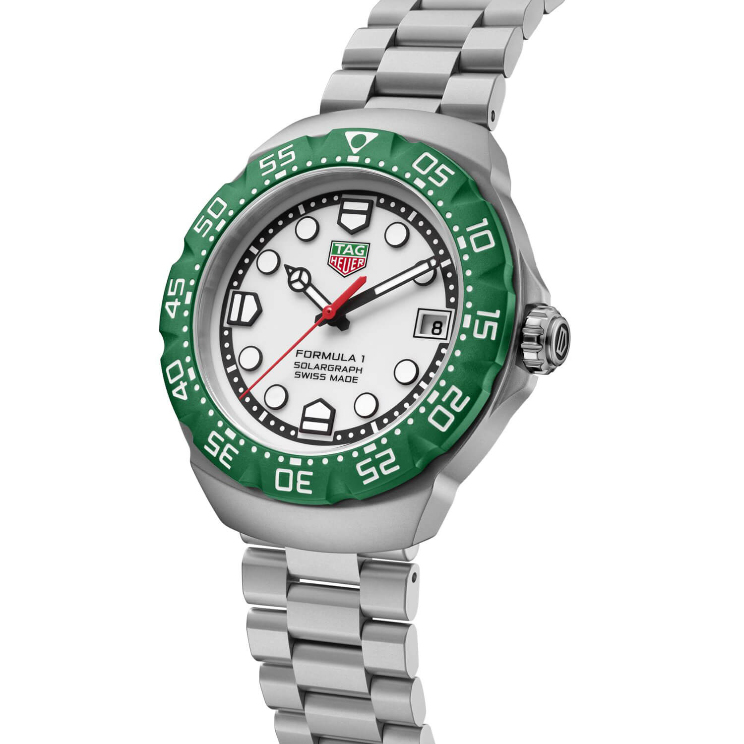 Montre TAG Heuer Formula 1 Solargraph 38mm cadran Blanc bracelet Acier WBY111E.BA0042