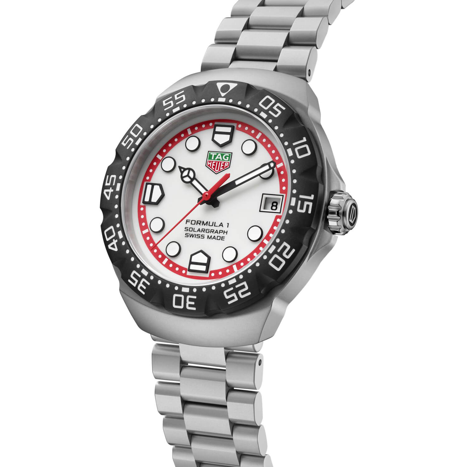 Montre TAG Heuer Formula 1 Solargraph 38mm cadran Blanc bracelet Acier WBY1111.BA0042