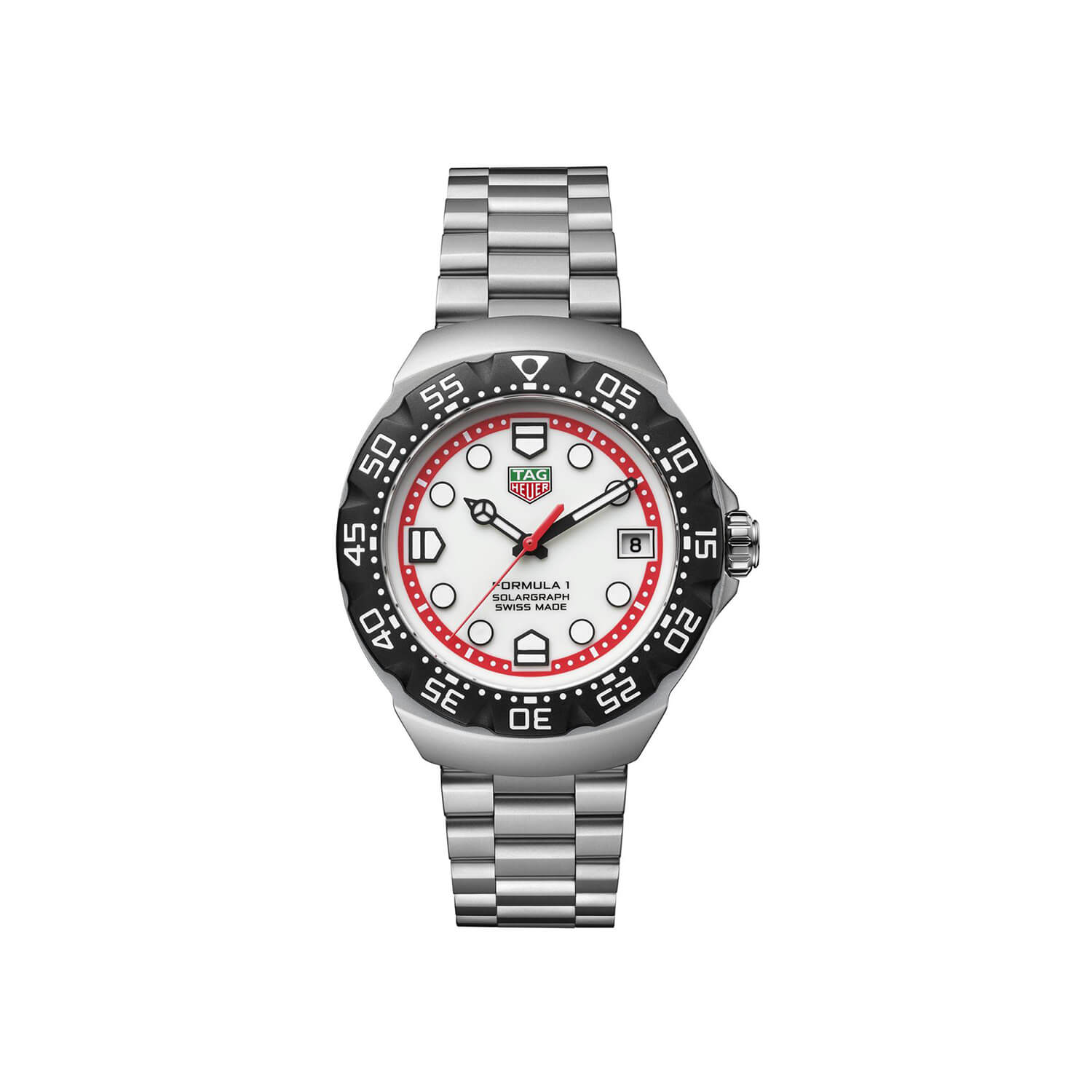 Montre TAG Heuer Formula 1 Solargraph 38mm cadran Blanc bracelet Acier WBY1111.BA0042