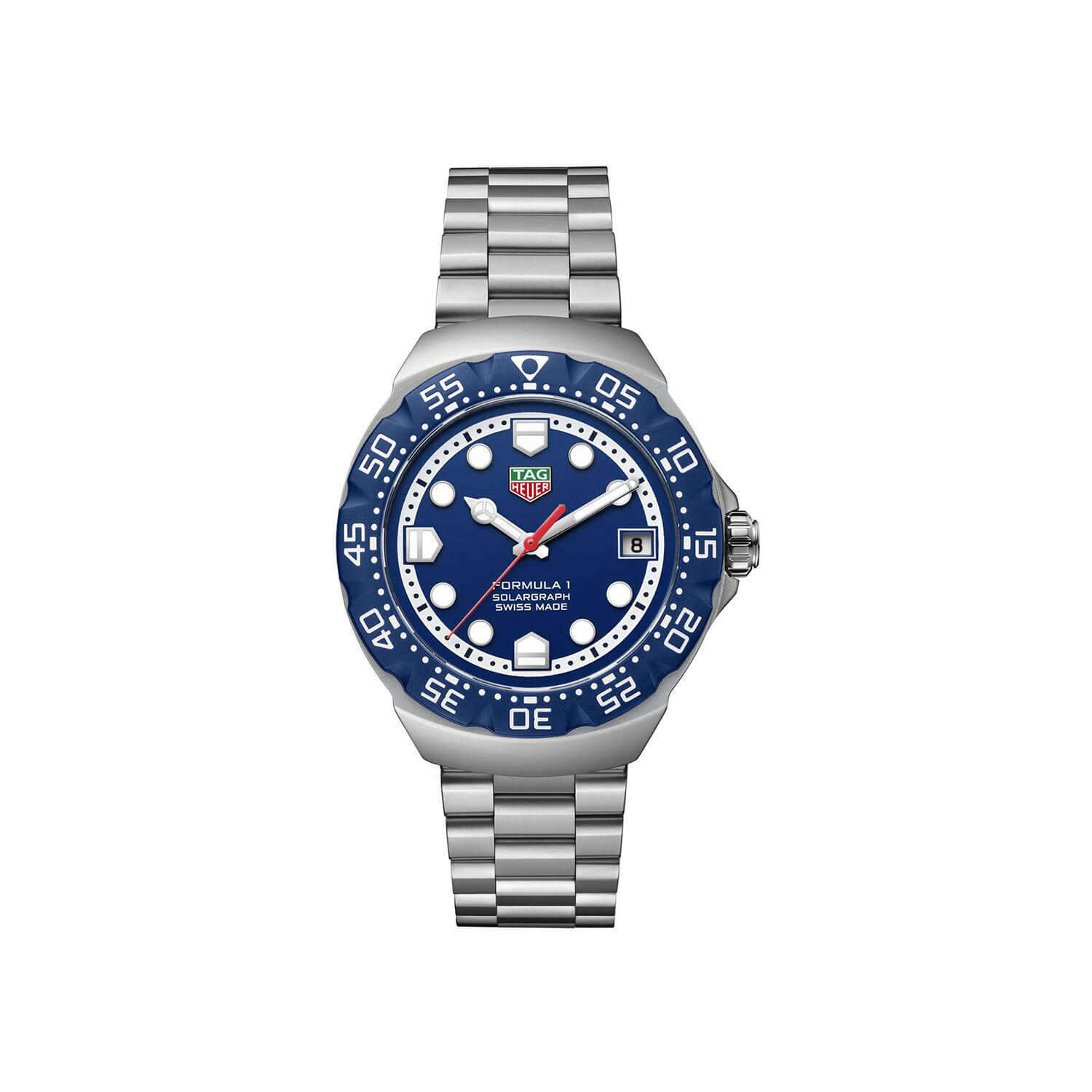 Montre TAG Heuer Formula 1 Solargraph 38mm cadran Bleu bracelet Acier WBY1112.BA0042
