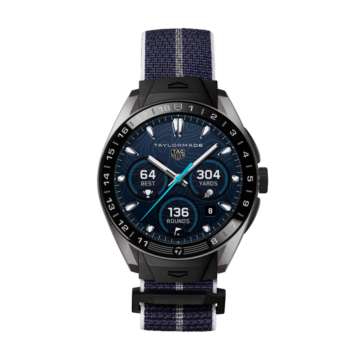 Montre TAG Heuer Connected Calibre E5 45mm x TaylorMade Edition cadran Bleu bracelet Cuir/Textile SBT8A86.EB0421