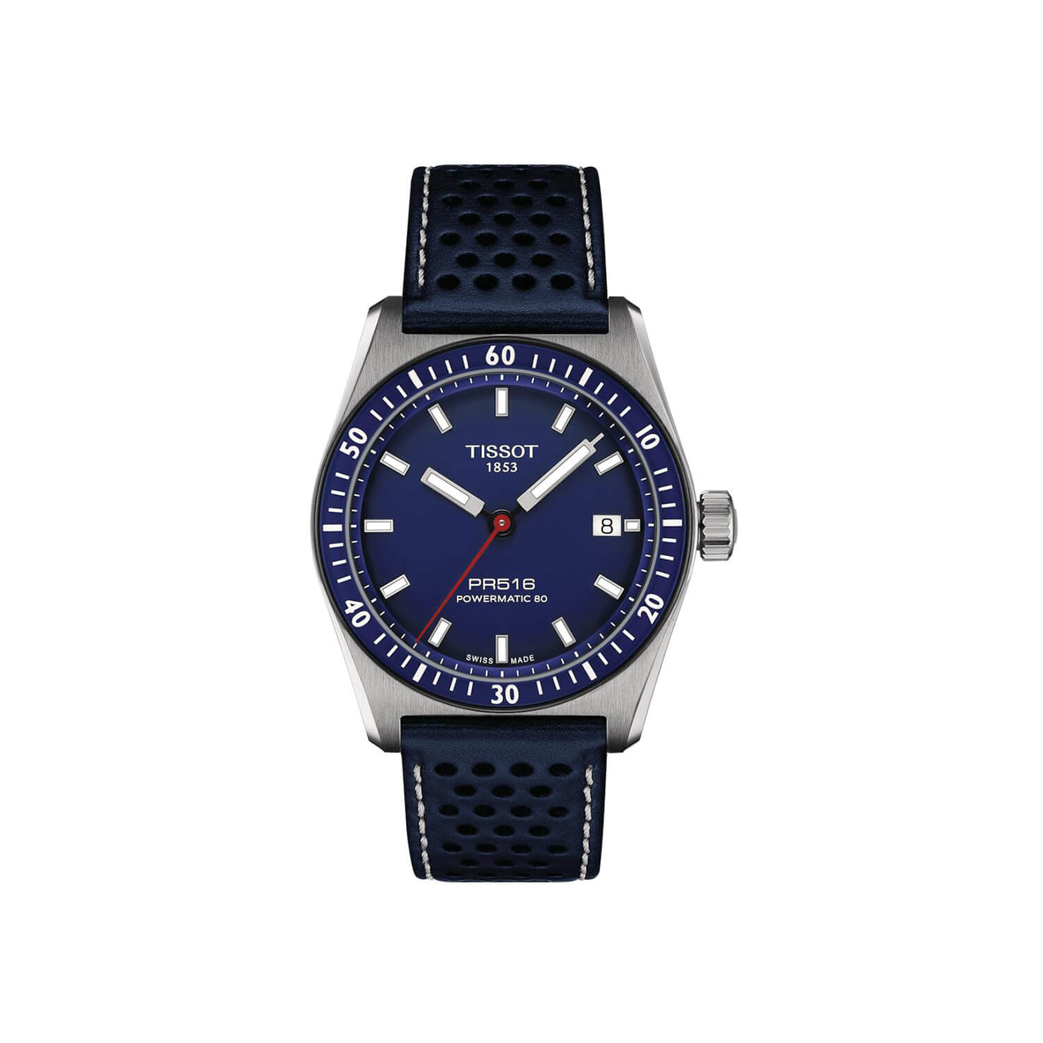 Montre Tissot PR516 Powermatic 80 38mm cadran Bleu bracelet Cuir T149.407.16.041.00