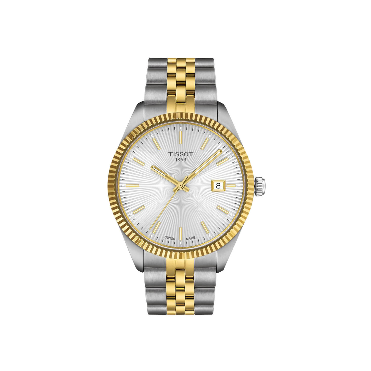 Montre Tissot Ballade Quartz 40mm cadran Argent bracelet Acier/Or jaune/PVD T156.410.22.031.00