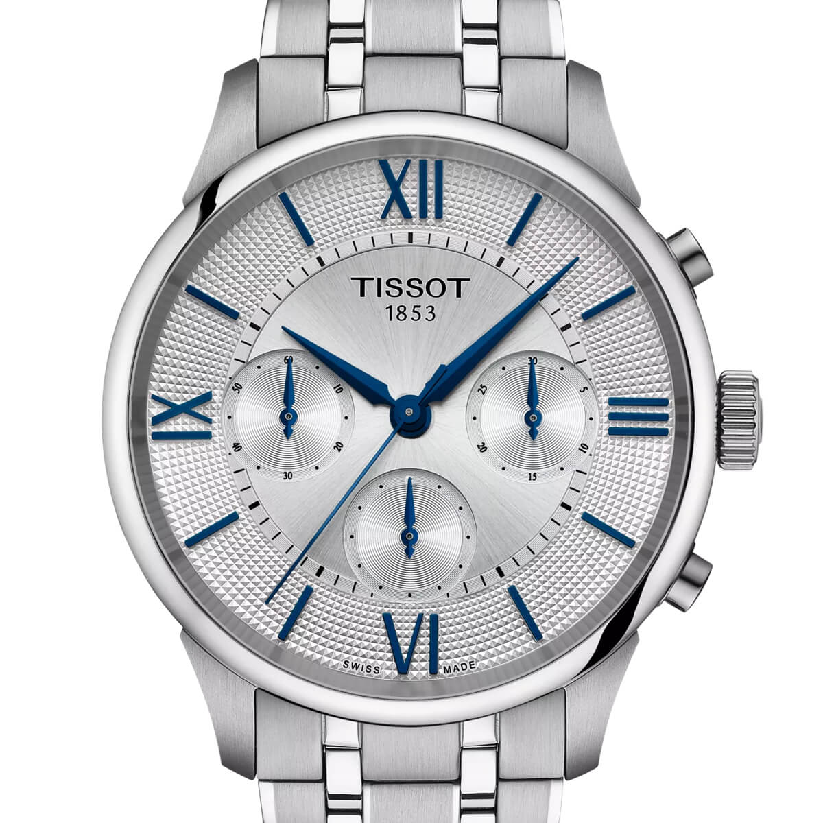 Montre Tissot Chemin Des Tourelles Chronographe Automatique 42mm cadran Argent bracelet Acier T139.462.11.038.00