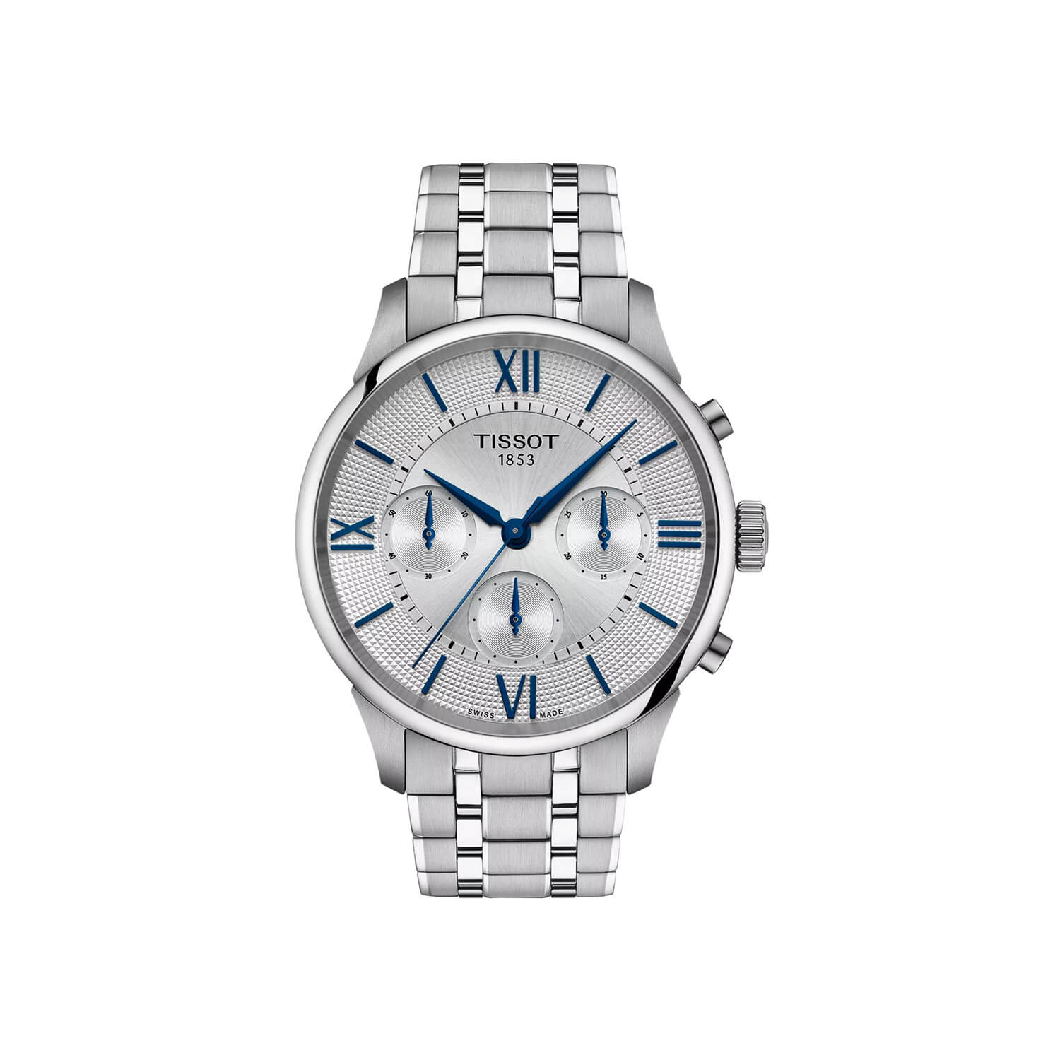 Montre Tissot Chemin Des Tourelles Chronographe Automatique 42mm cadran Argent bracelet Acier T139.462.11.038.00