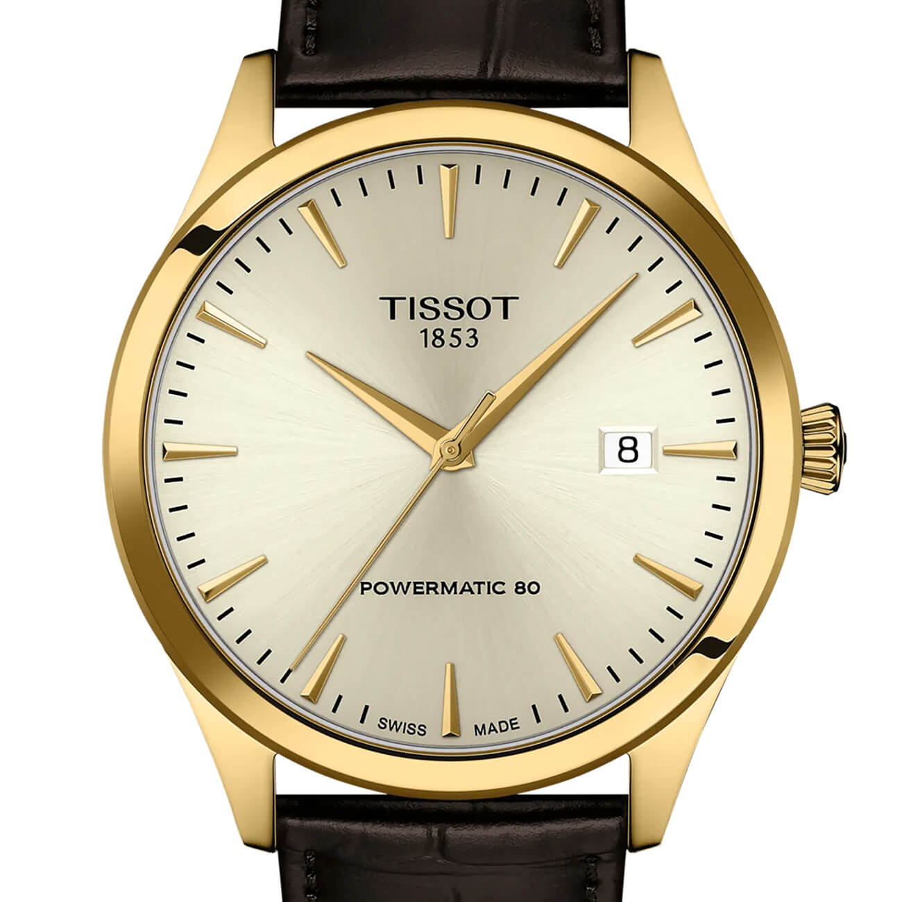 Montre Tissot Classic Dream Powermatic 80 40mm cadran Ivoire bracelet Cuir façon crocodile T158.407.36.261.00