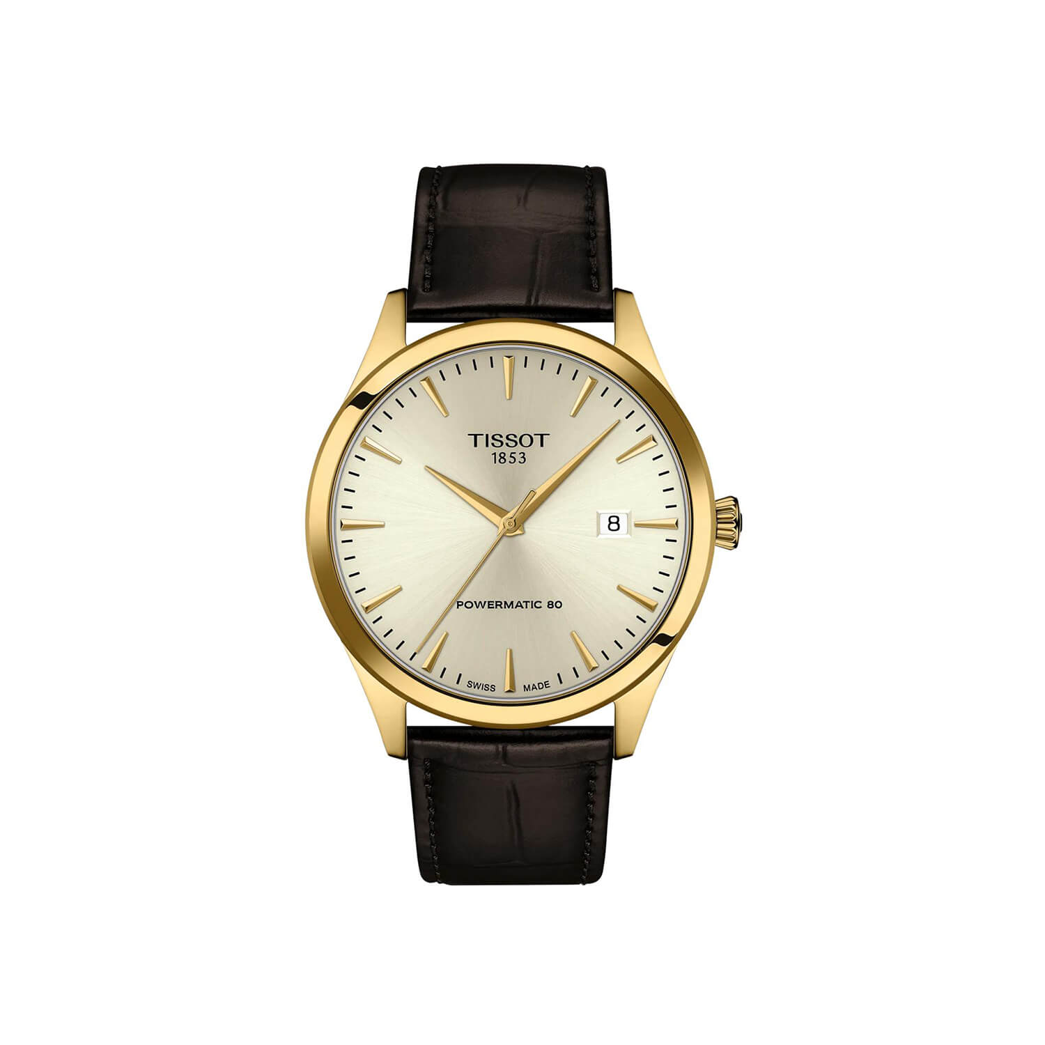 Montre Tissot Classic Dream Powermatic 80 40mm cadran Ivoire bracelet Cuir façon crocodile T158.407.36.261.00