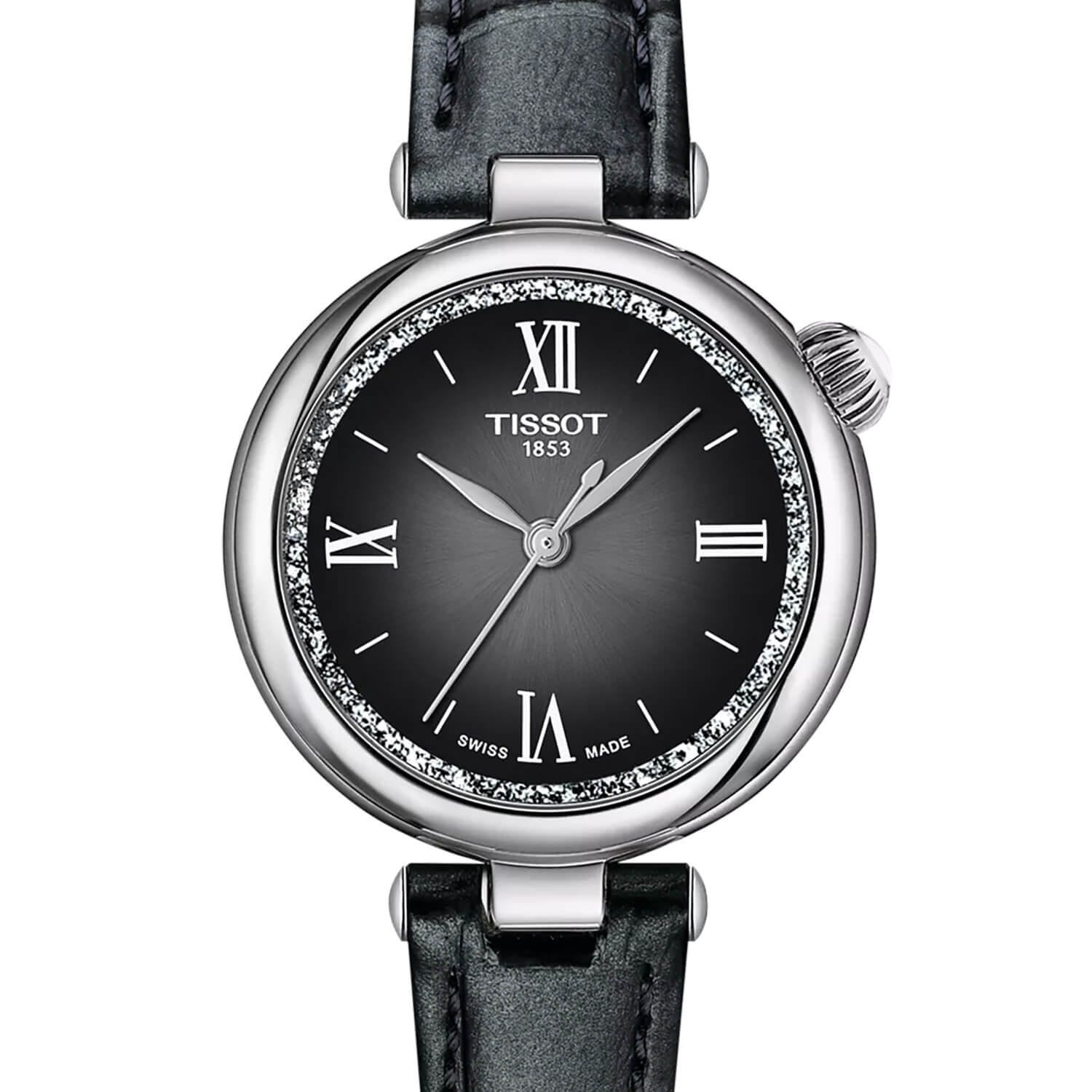 Montre Tissot Désir Quartz 28mm cadran Gris bracelet Cuir façon crocodile T152.010.16.038.00