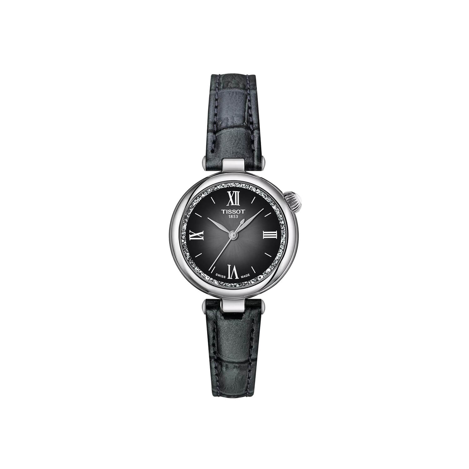 Montre Tissot Désir Quartz 28mm cadran Gris bracelet Cuir façon crocodile T152.010.16.038.00