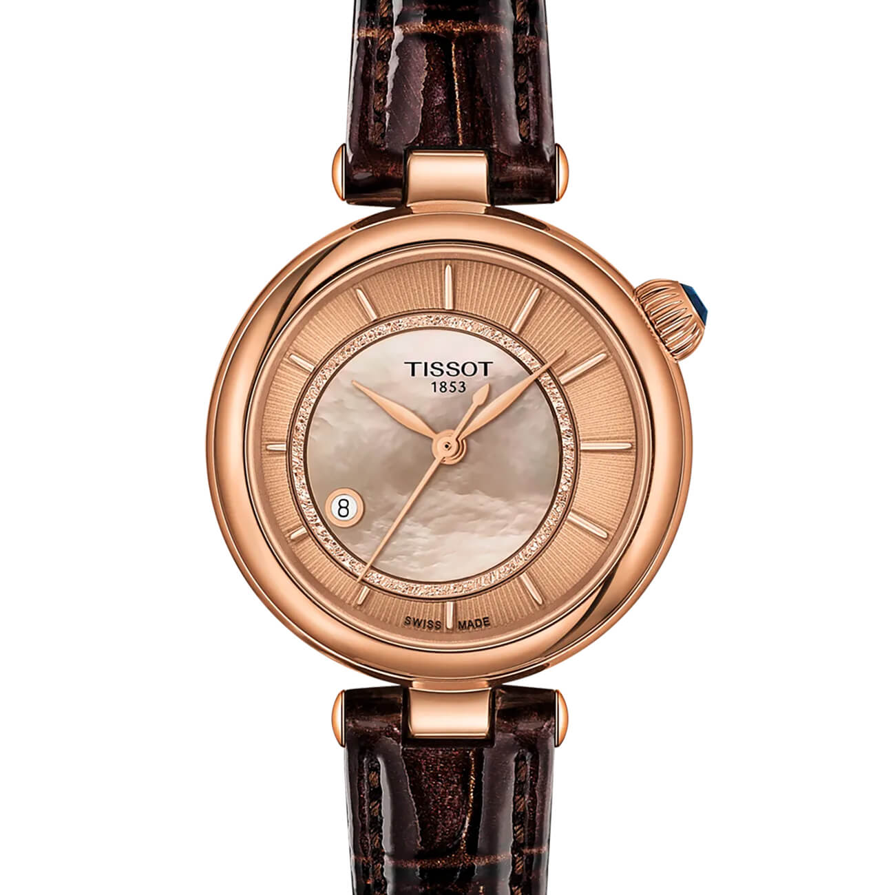 Montre Tissot Désir Automatique 28mm cadran Doré bracelet Cuir façon crocodile T152.207.36.521.00