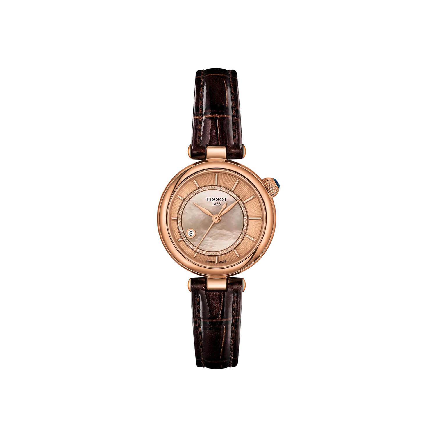 Montre Tissot Désir Automatique 28mm cadran Doré bracelet Cuir façon crocodile T152.207.36.521.00