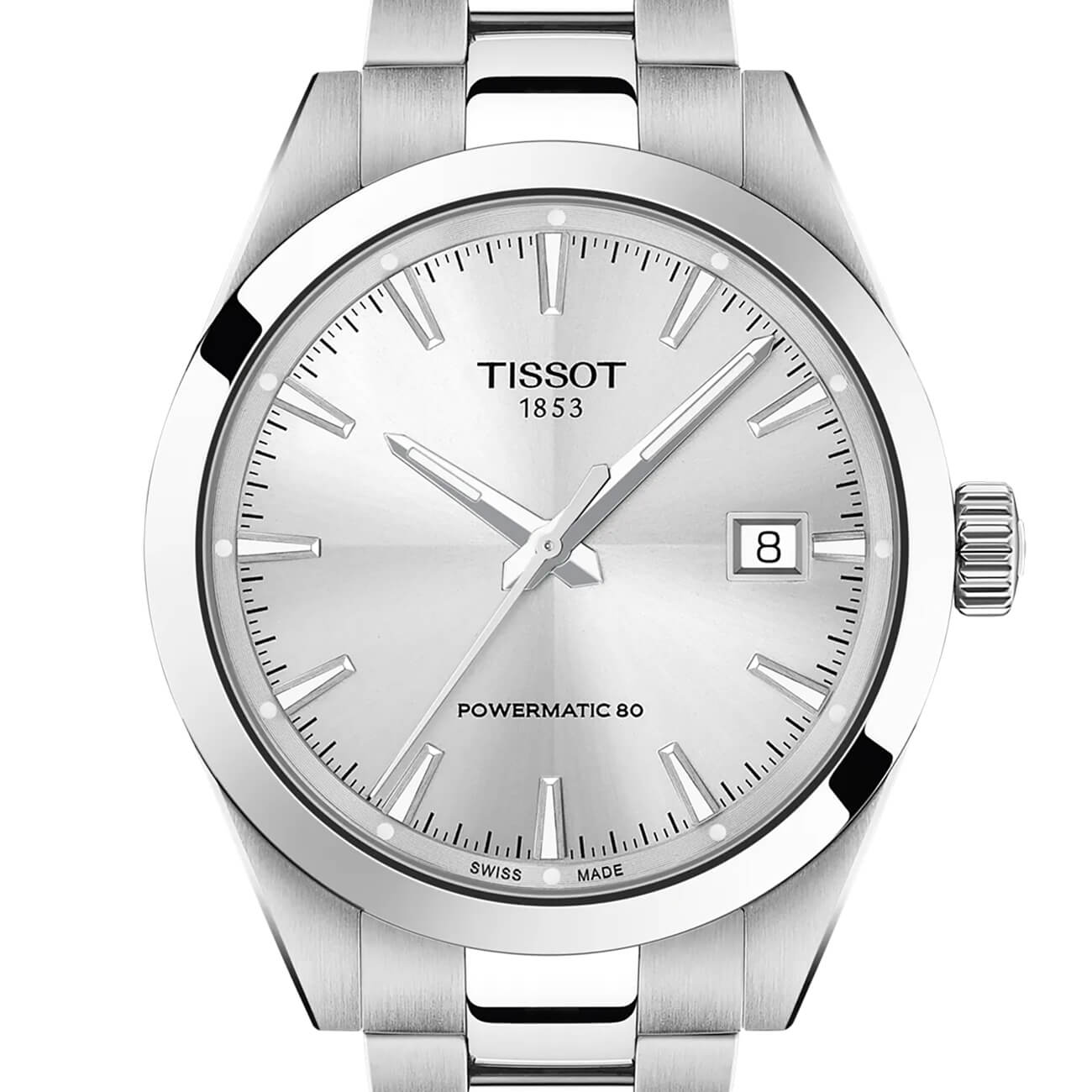 Montre Tissot Gentleman Powermatic 80 38mm cadran Argent bracelet Acier T165.807.11.031.00
