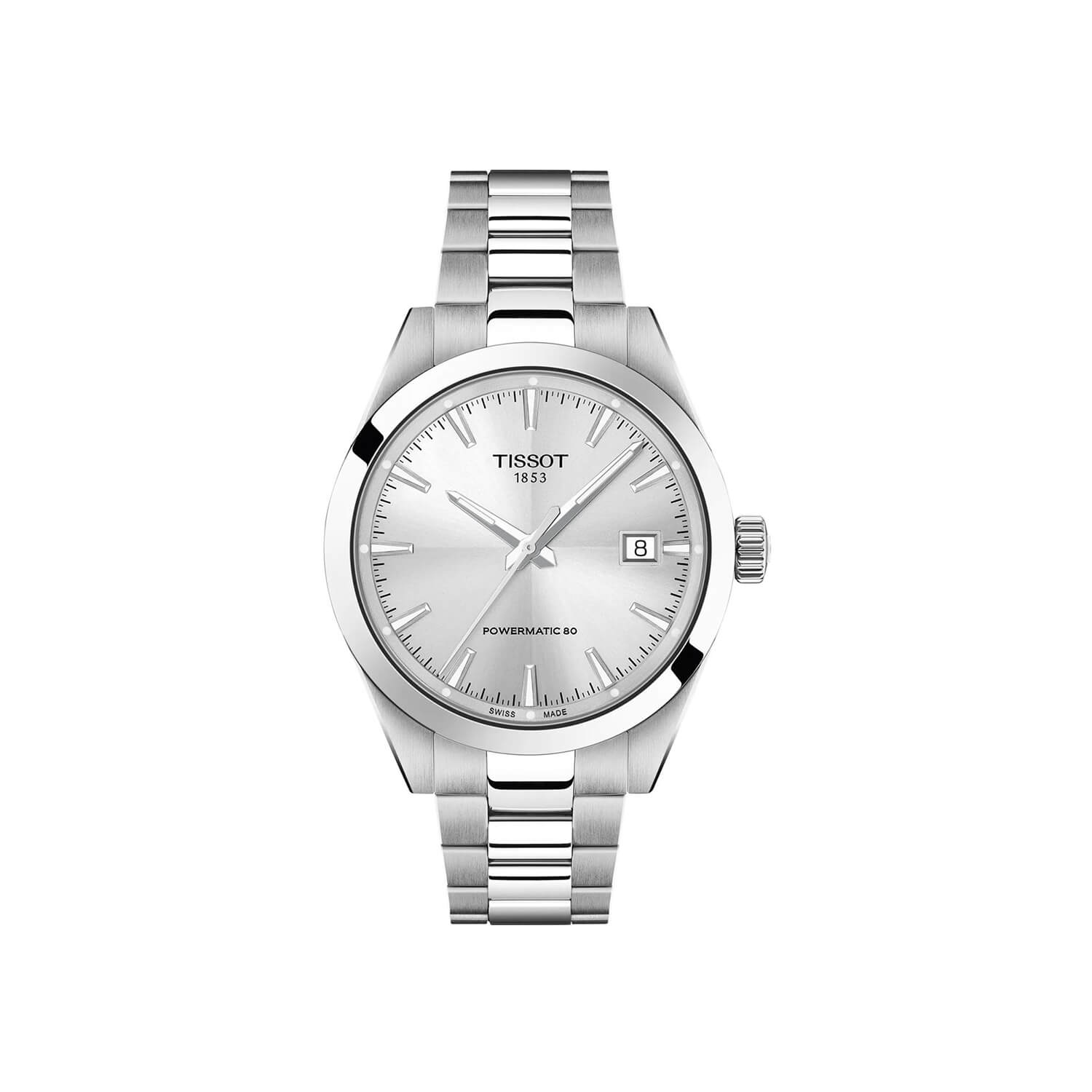 Montre Tissot Gentleman Powermatic 80 38mm cadran Argent bracelet Acier T165.807.11.031.00
