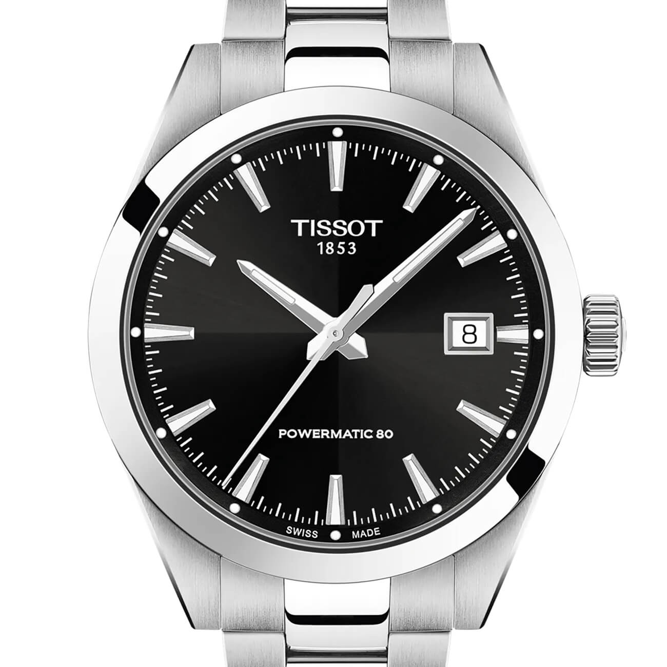 Montre Tissot Gentleman Powermatic 80 38mm cadran Noir bracelet Acier T165.807.11.051.00