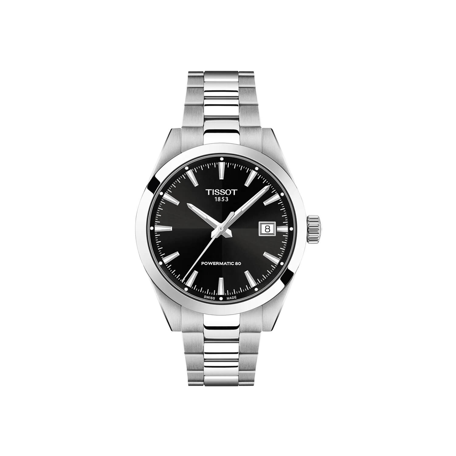 Montre Tissot Gentleman Powermatic 80 38mm cadran Noir bracelet Acier T165.807.11.051.00