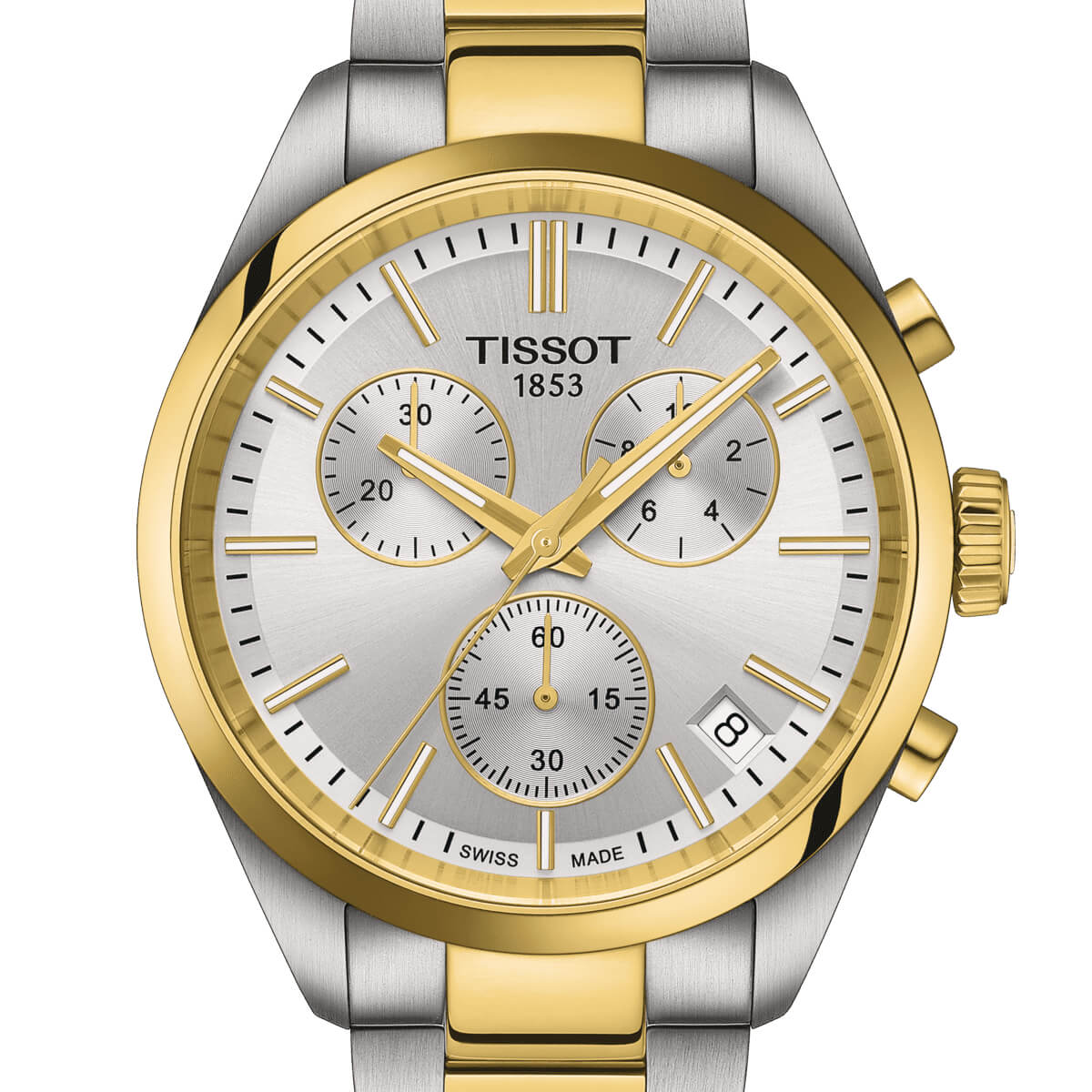 Montre Tissot PR 100 Chronograph 40mm cadran Argent bracelet Acier/Or jaune/PVD T150.417.22.031.00