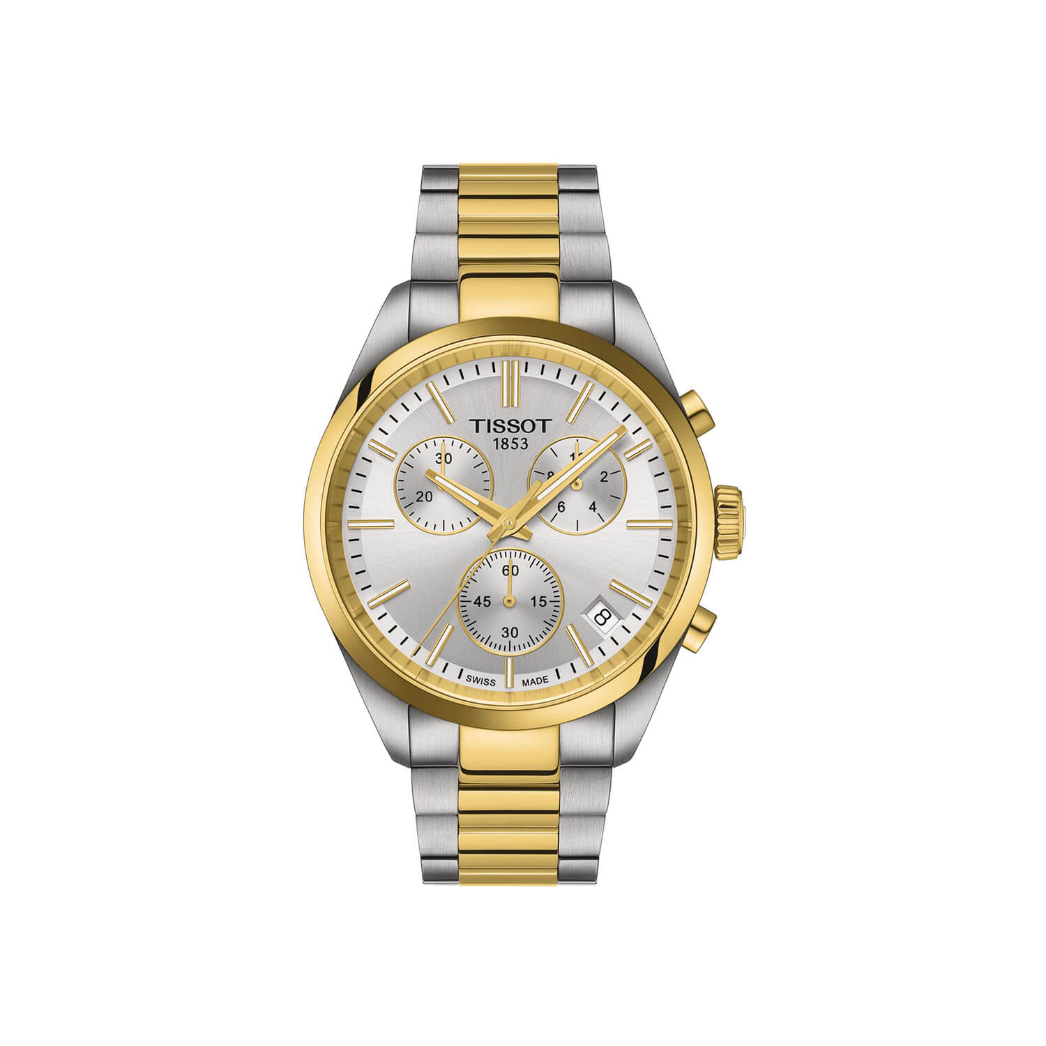 Montre Tissot PR 100 Chronograph 40mm cadran Argent bracelet Acier/Or jaune/PVD T150.417.22.031.00