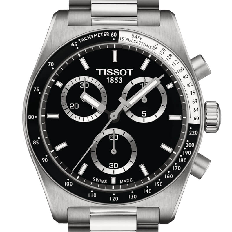 Montre Tissot PR516 Quartz Chronograph cadran Noir bracelet Acier T149.417.11.051.00