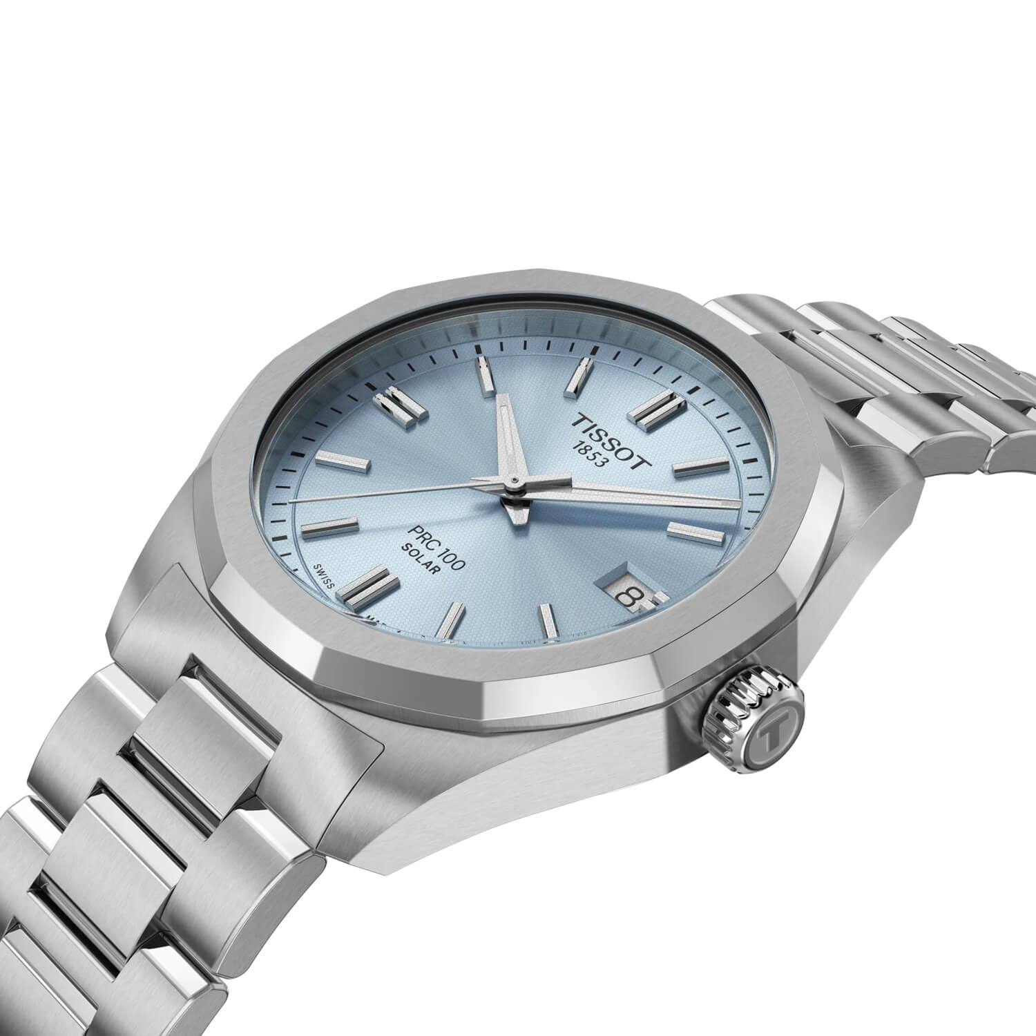 Montre Tissot PRC 100 Solar Quartz 34mm cadran Bleu bracelet Acier T151.822.11.351.00