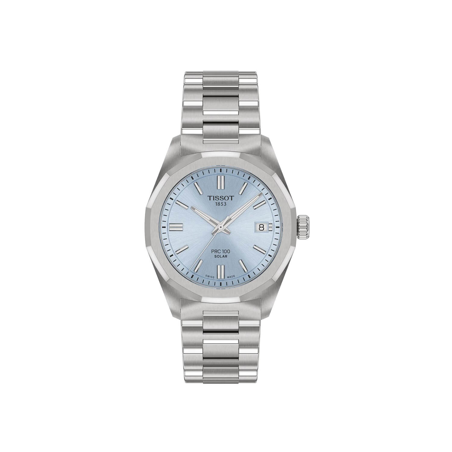 Montre Tissot PRC 100 Solar Quartz 34mm cadran Bleu bracelet Acier T151.822.11.351.00