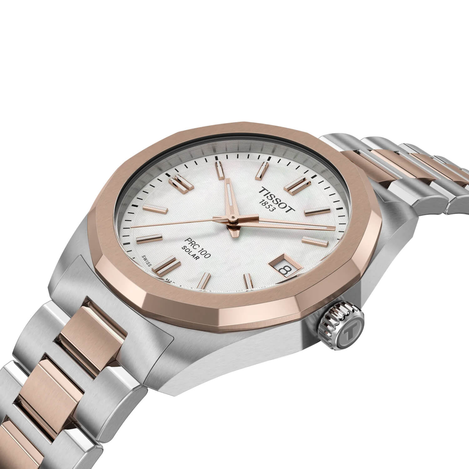 Montre Tissot PRC 100 Solar Quartz 34mm cadran gris bracelet Acier/PVD T151.822.22.111.00