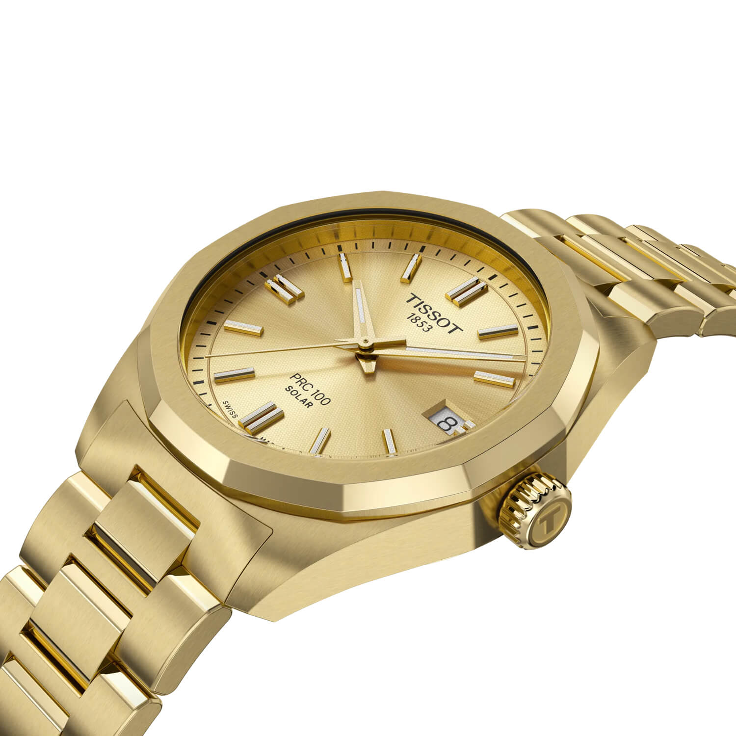 Montre Tissot PRC 100 Solar Quartz 34mm cadran Champagne bracelet Acier/PVD T151.822.33.021.00