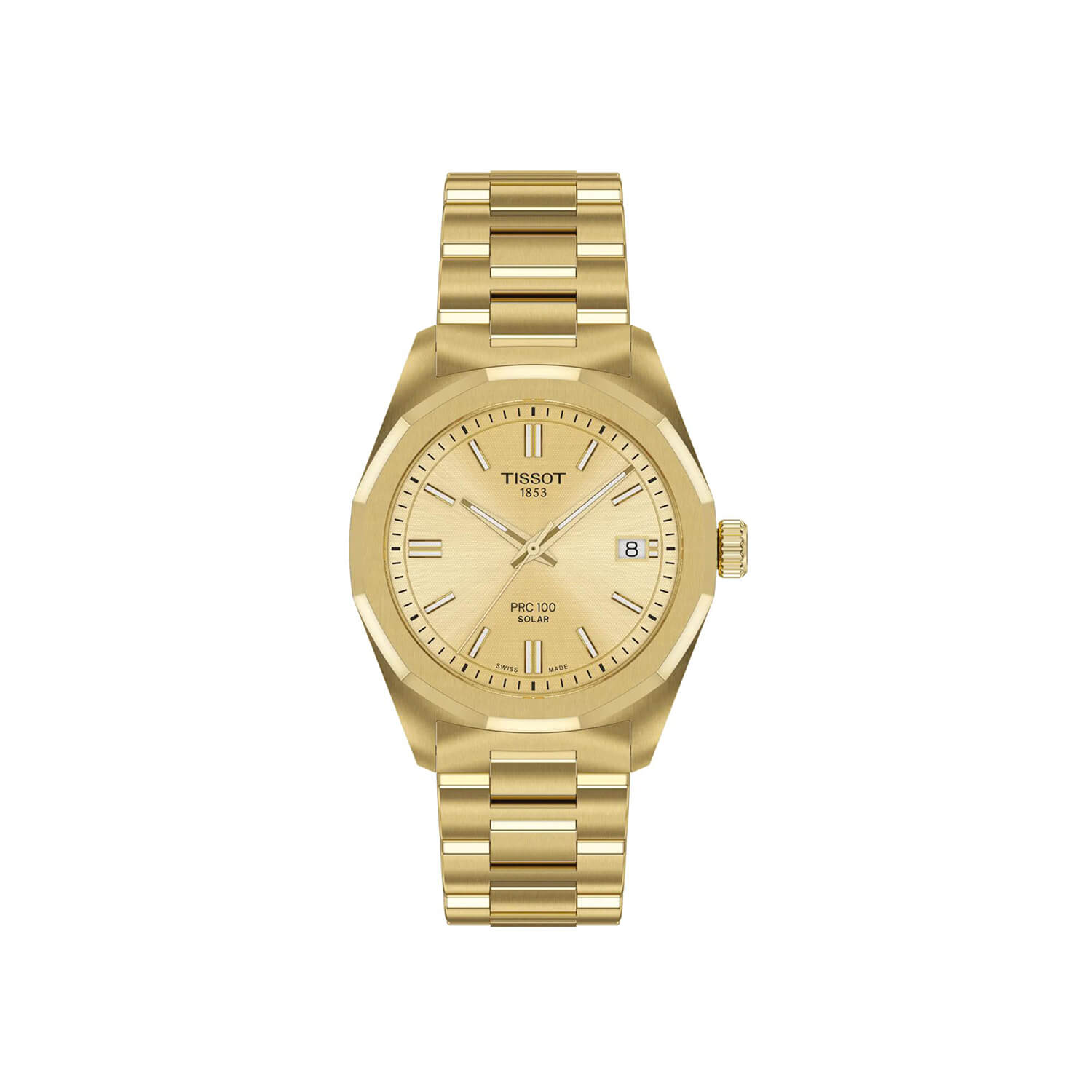 Montre Tissot PRC 100 Solar Quartz 34mm cadran Champagne bracelet Acier/PVD T151.822.33.021.00