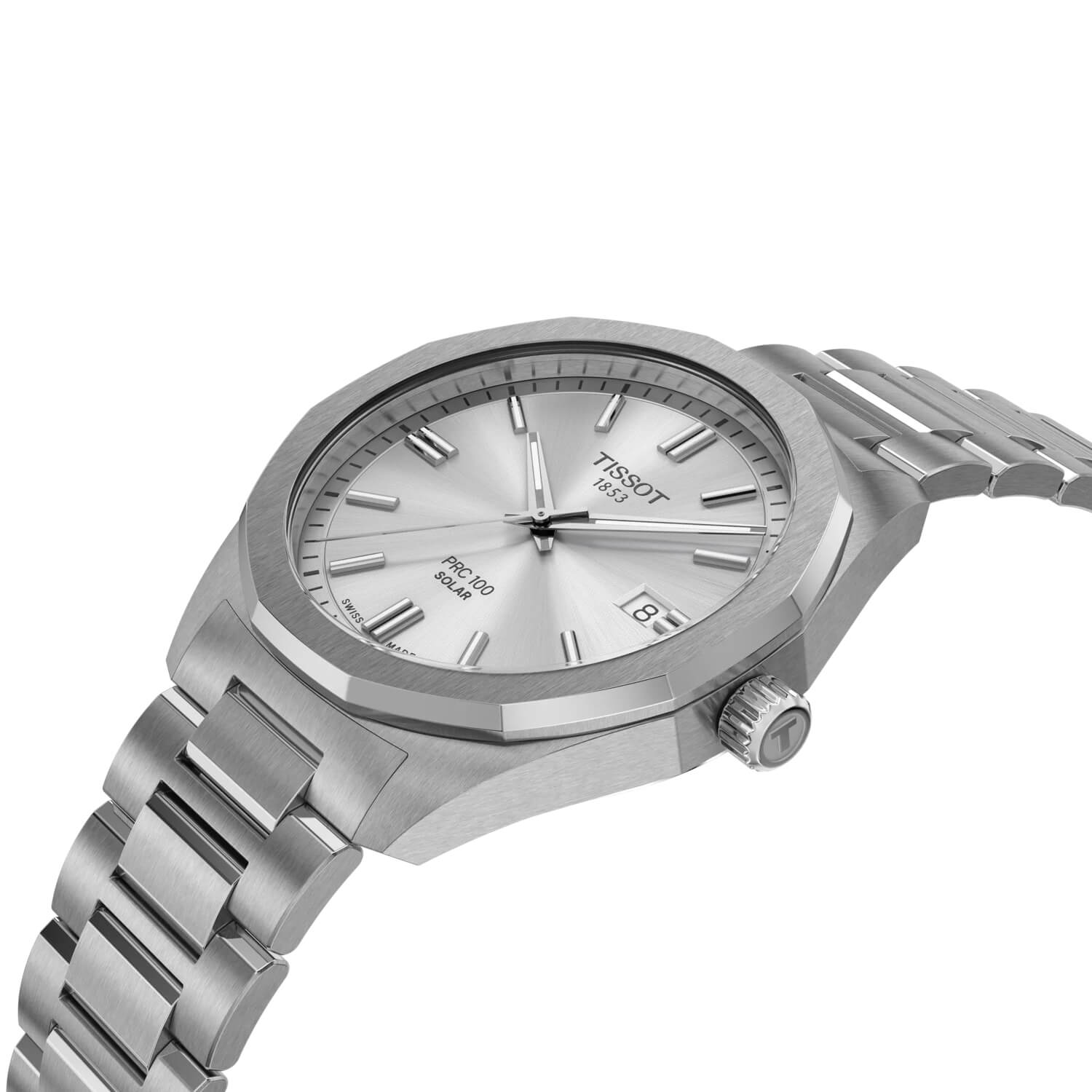 Montre Tissot PRC 100 Solar Quartz 39mm cadran Argent bracelet Acier T151.422.11.031.00