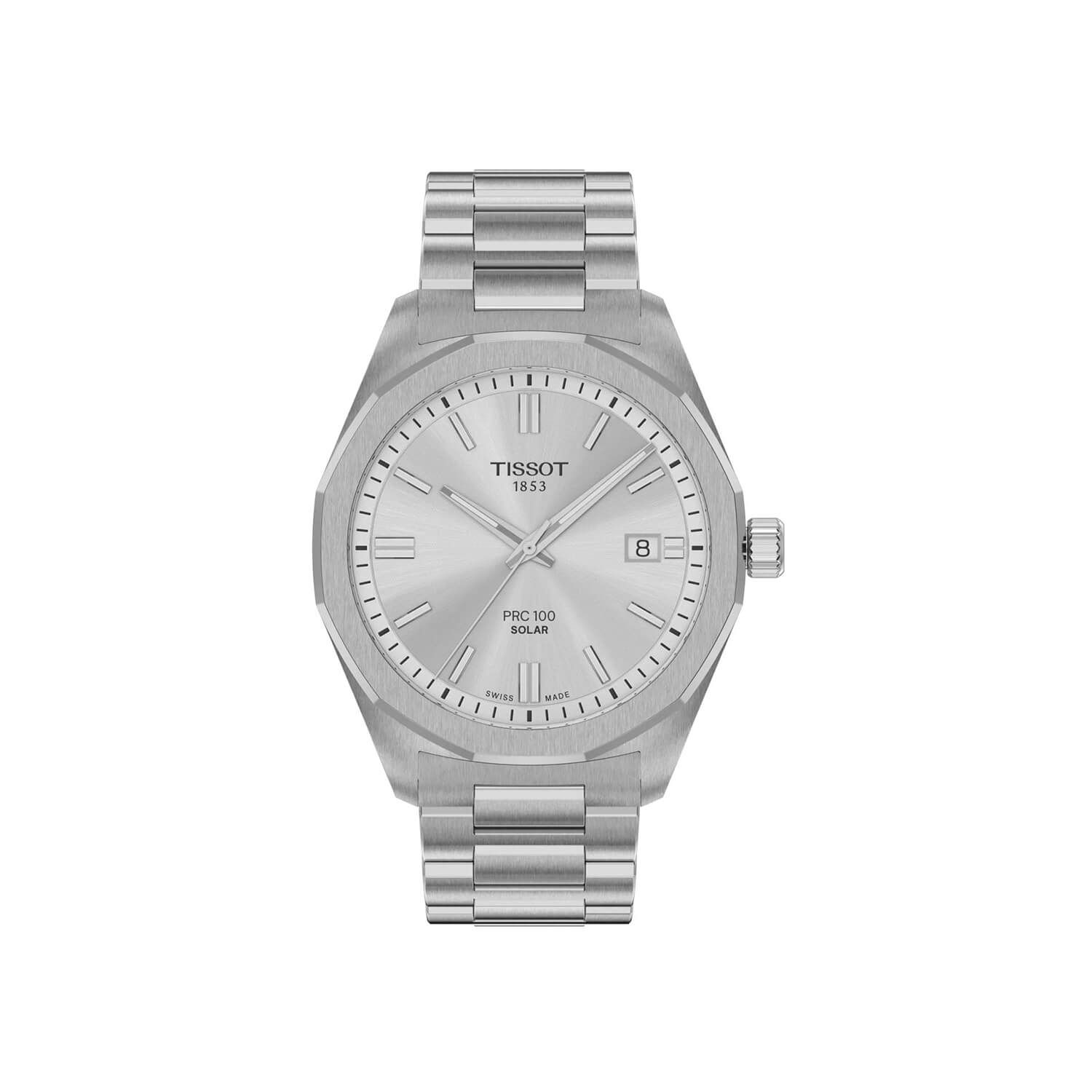 Montre Tissot PRC 100 Solar Quartz 39mm cadran Argent bracelet Acier T151.422.11.031.00