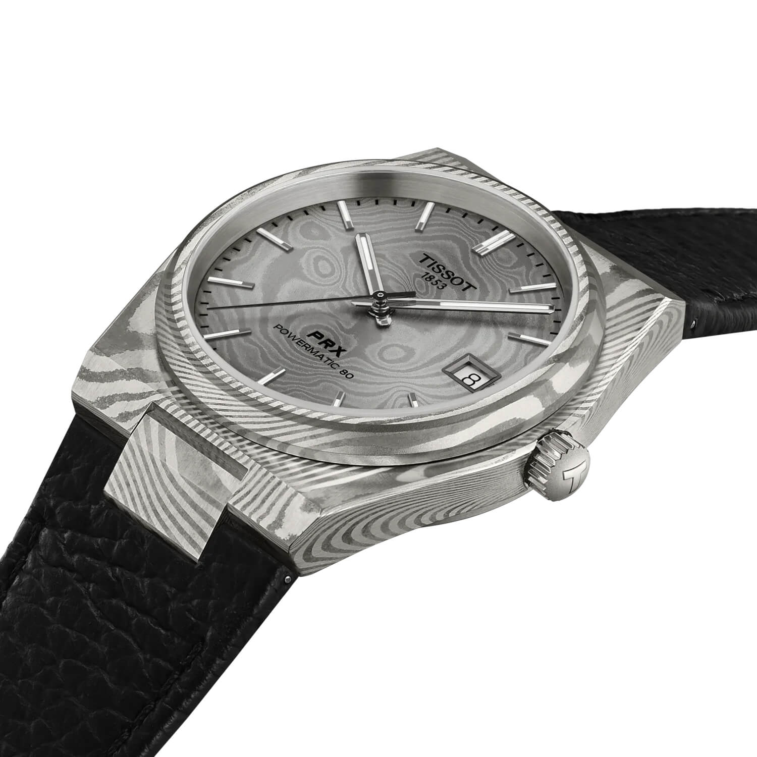 Montre Tissot PRX Damas Powermatic 80 38mm cadran Argent bracelet Cuir T137.807.96.081.00
