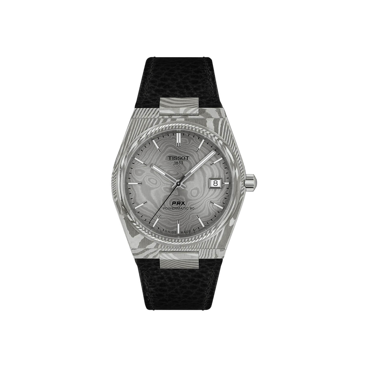 Montre Tissot PRX Damas Powermatic 80 38mm cadran Argent bracelet Cuir T137.807.96.081.00