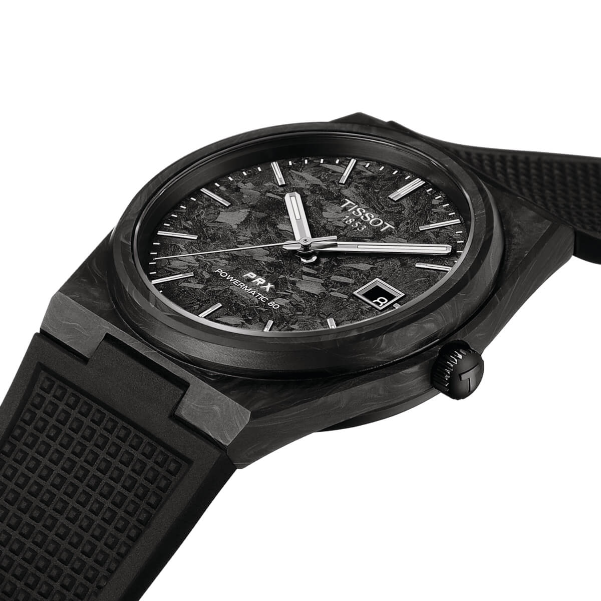 Montre Tissot PRX Powermatic 80 40mm Carbone cadran Noir bracelet Caoutchouc T137.907.97.201.00