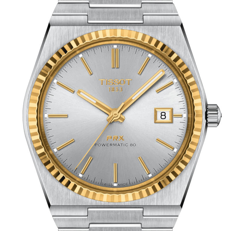 Montre Tissot PRX Powermatic 80 Steel & 18K Gold Bezel cadran Argent bracelet Acier T931.407.41.031.01