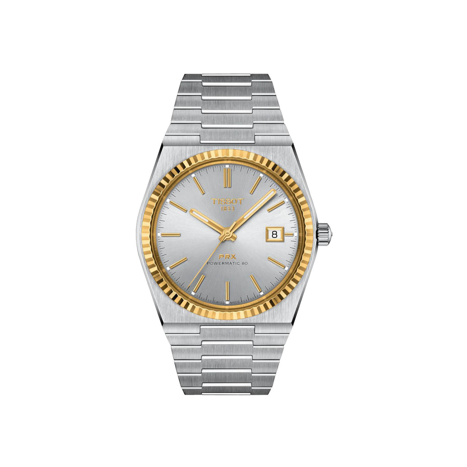 Montre Tissot PRX Powermatic 80 Steel & 18K Gold Bezel cadran Argent bracelet Acier T931.407.41.031.01