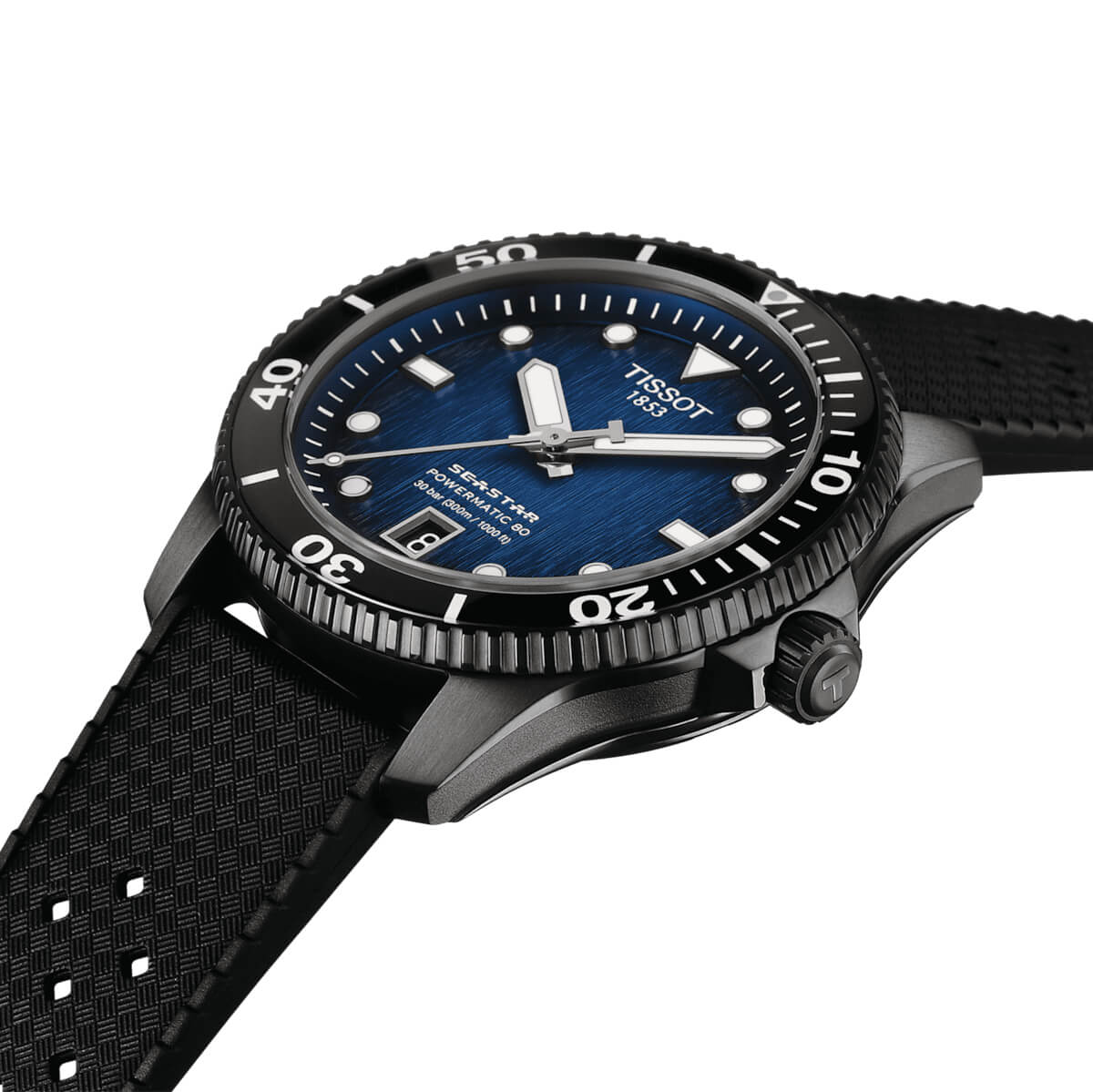Montre Tissot Seastar 1000 Powermatic 80 40mm cadran Bleu nuit bracelet Caoutchouc T120.807.37.041.00