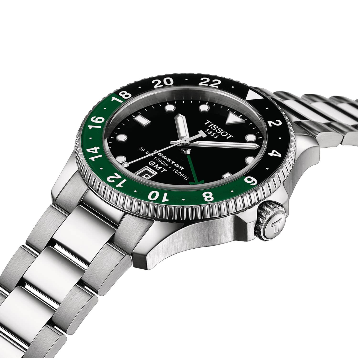 Montre Tissot Seastar 1000 Quartz GMT cadran Noir bracelet Acier T120.852.11.051.00