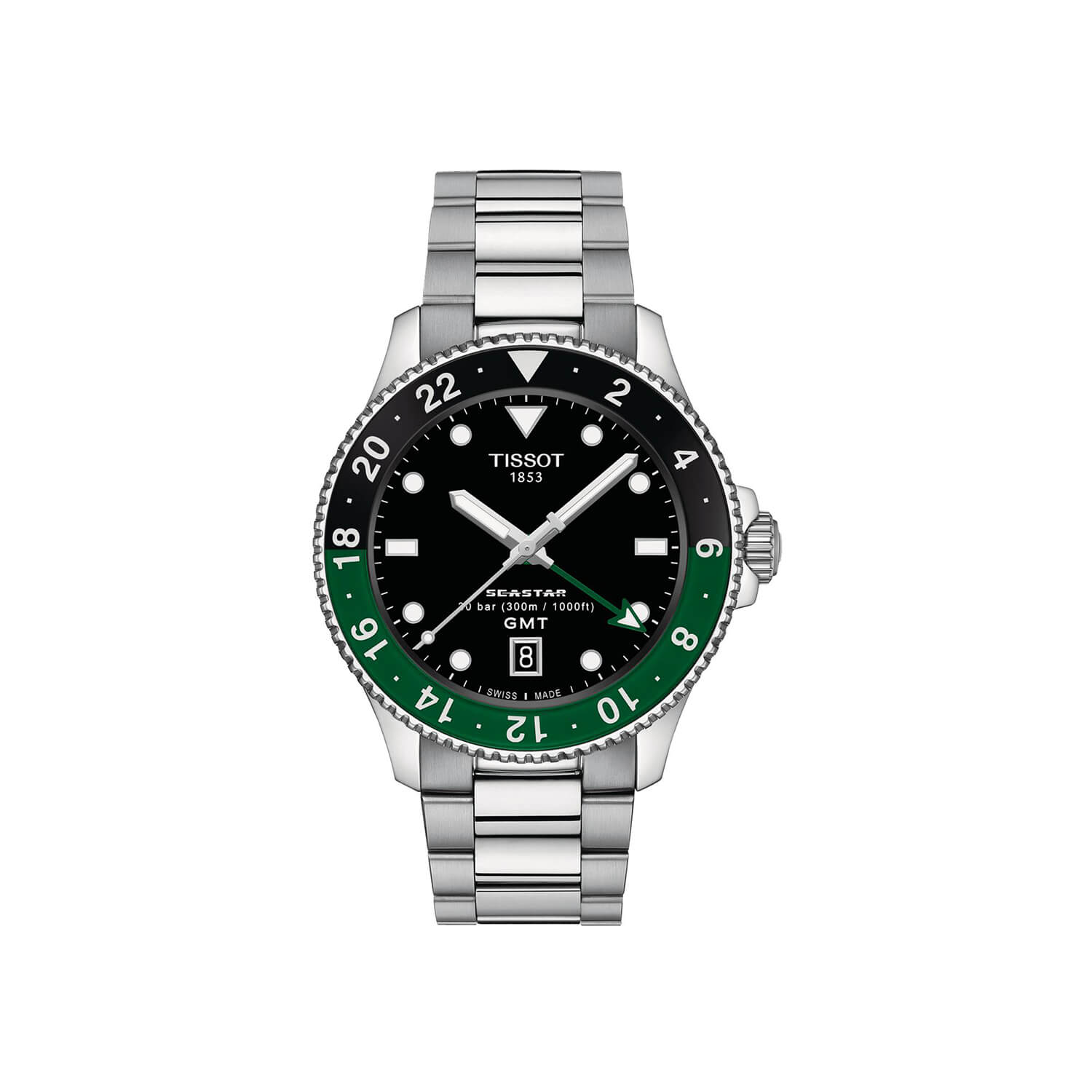 Montre Tissot Seastar 1000 Quartz GMT cadran Noir bracelet Acier T120.852.11.051.00