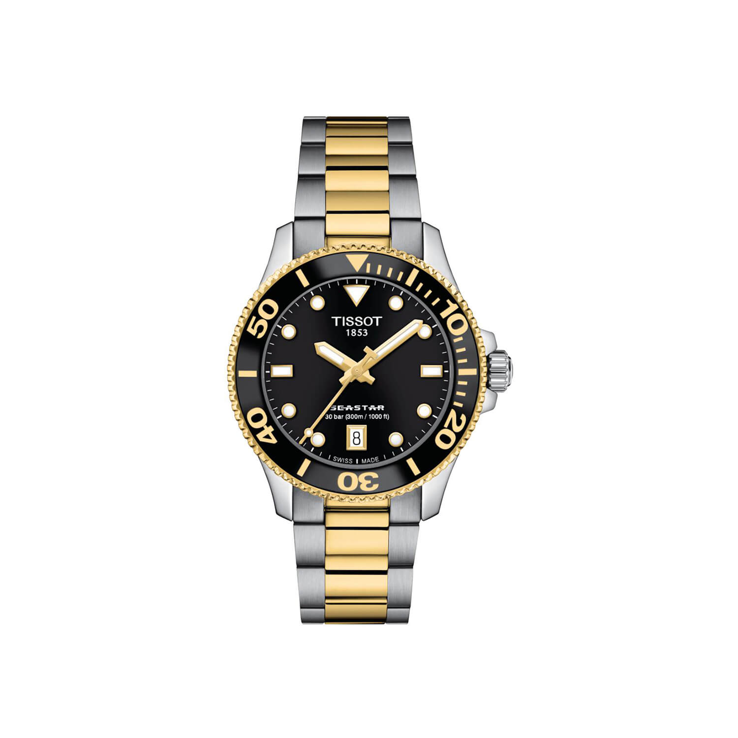 Montre Tissot Seastar 1000 36mm bracelet Acier/Or jaune/PVD T120.210.22.051.00