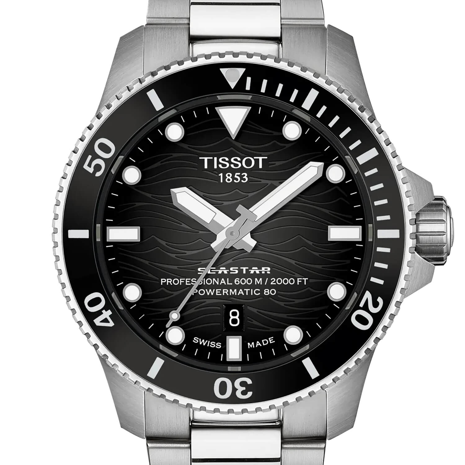 Montre Tissot Seastar 2000 Professional 44mm Powermatic 80 cadran Noir bracelet Acier T120.907.11.051.00