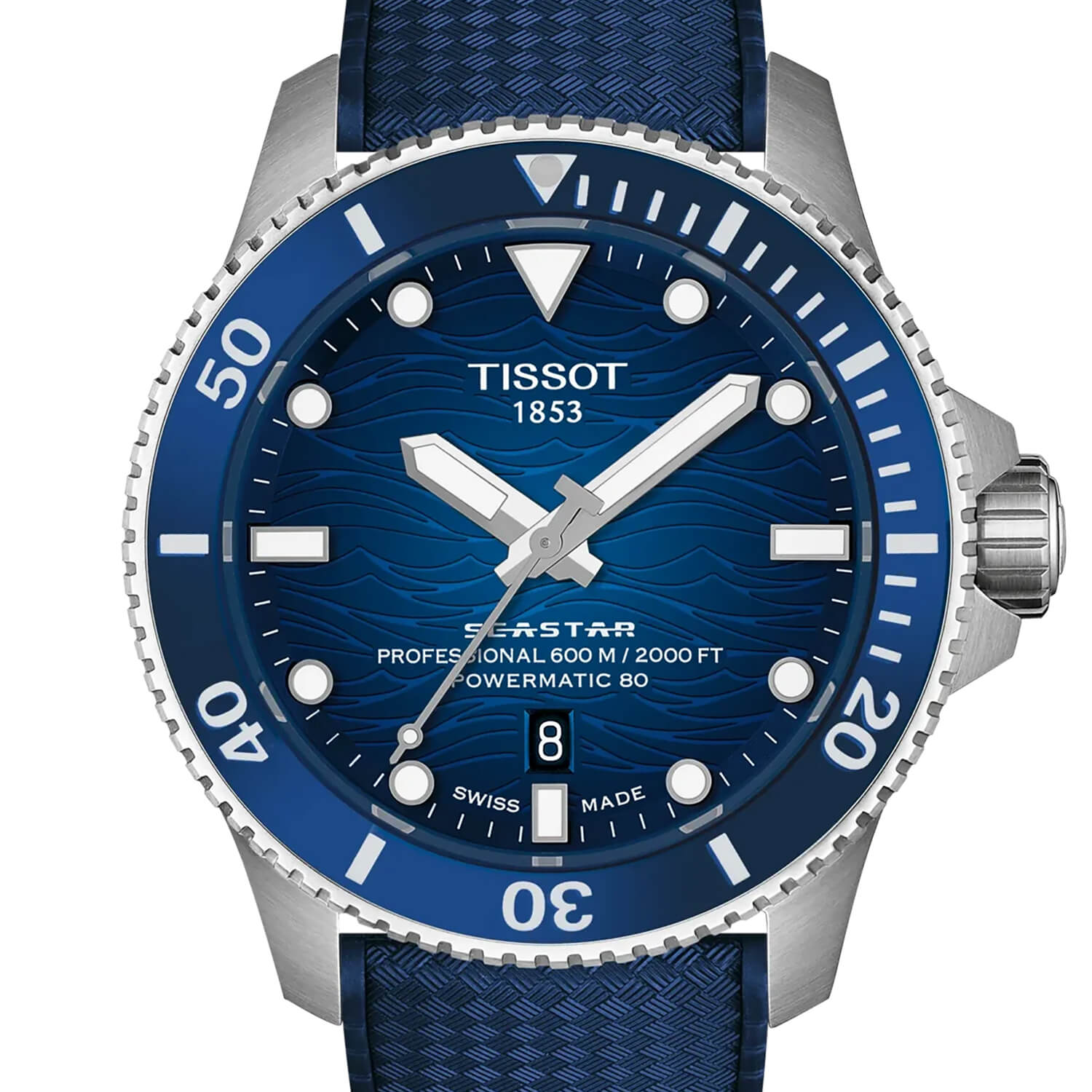 Montre Tissot Seastar 2000 Professional 44mm Powermatic 80 cadran Bleu bracelet Caoutchouc T120.907.17.041.00