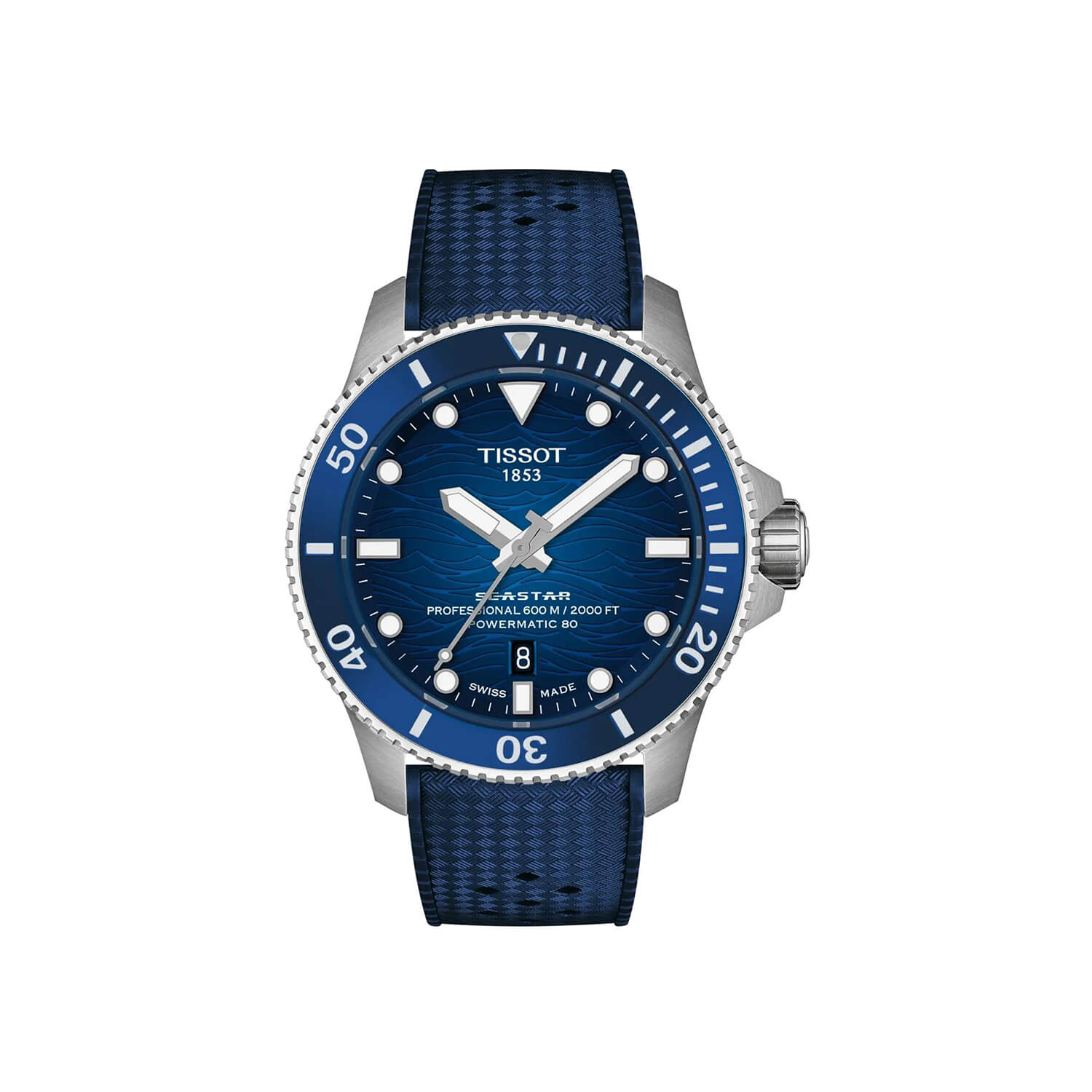 Montre Tissot Seastar 2000 Professional 44mm Powermatic 80 cadran Bleu bracelet Caoutchouc T120.907.17.041.00