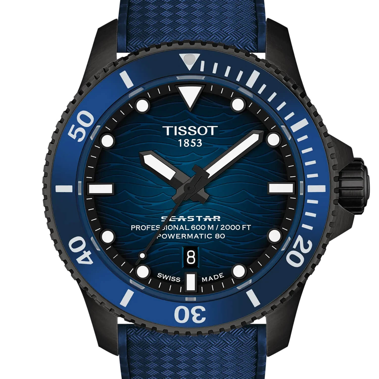 Montre Tissot Seastar 2000 Professional 44mm Powermatic 80 cadran Bleu bracelet Caoutchouc T120.907.37.041.00