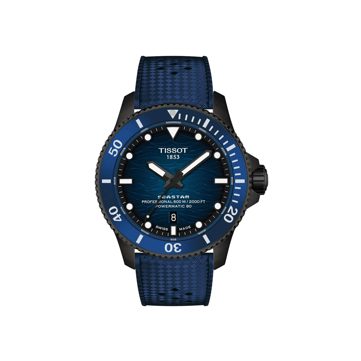 Montre Tissot Seastar 2000 Professional 44mm Powermatic 80 cadran Bleu bracelet Caoutchouc T120.907.37.041.00