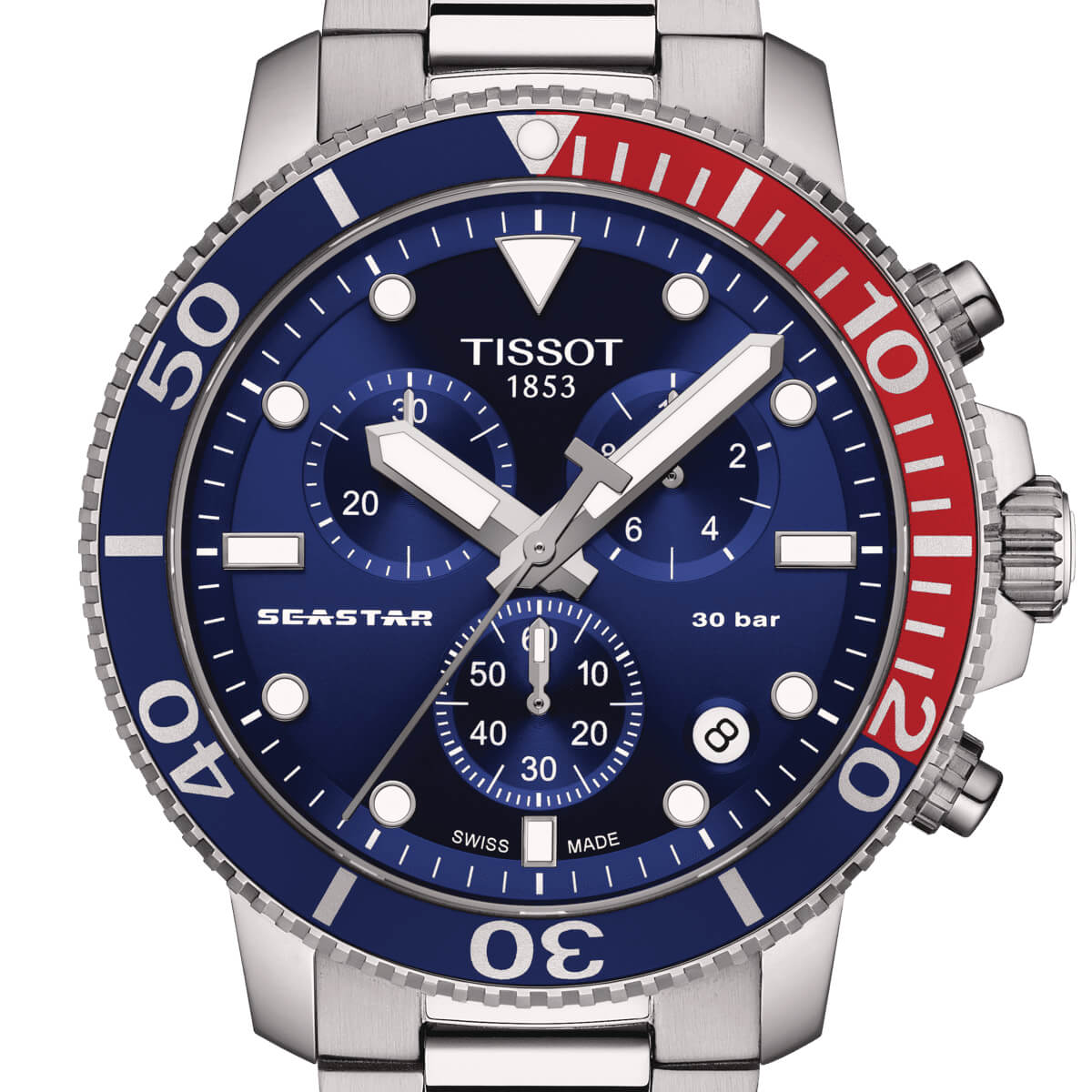 Montre Tissot Seastar 1000 Quartz Chronograph cadran Bleu bracelet Acier T120.417.11.041.03