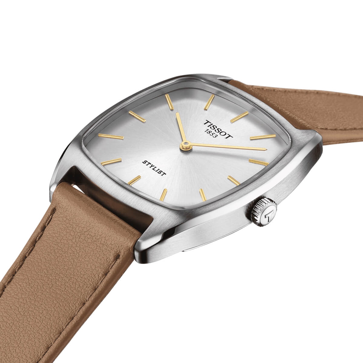 Montre Tissot Stylist cadran Argent bracelet Cuir T159.909.16.031.00