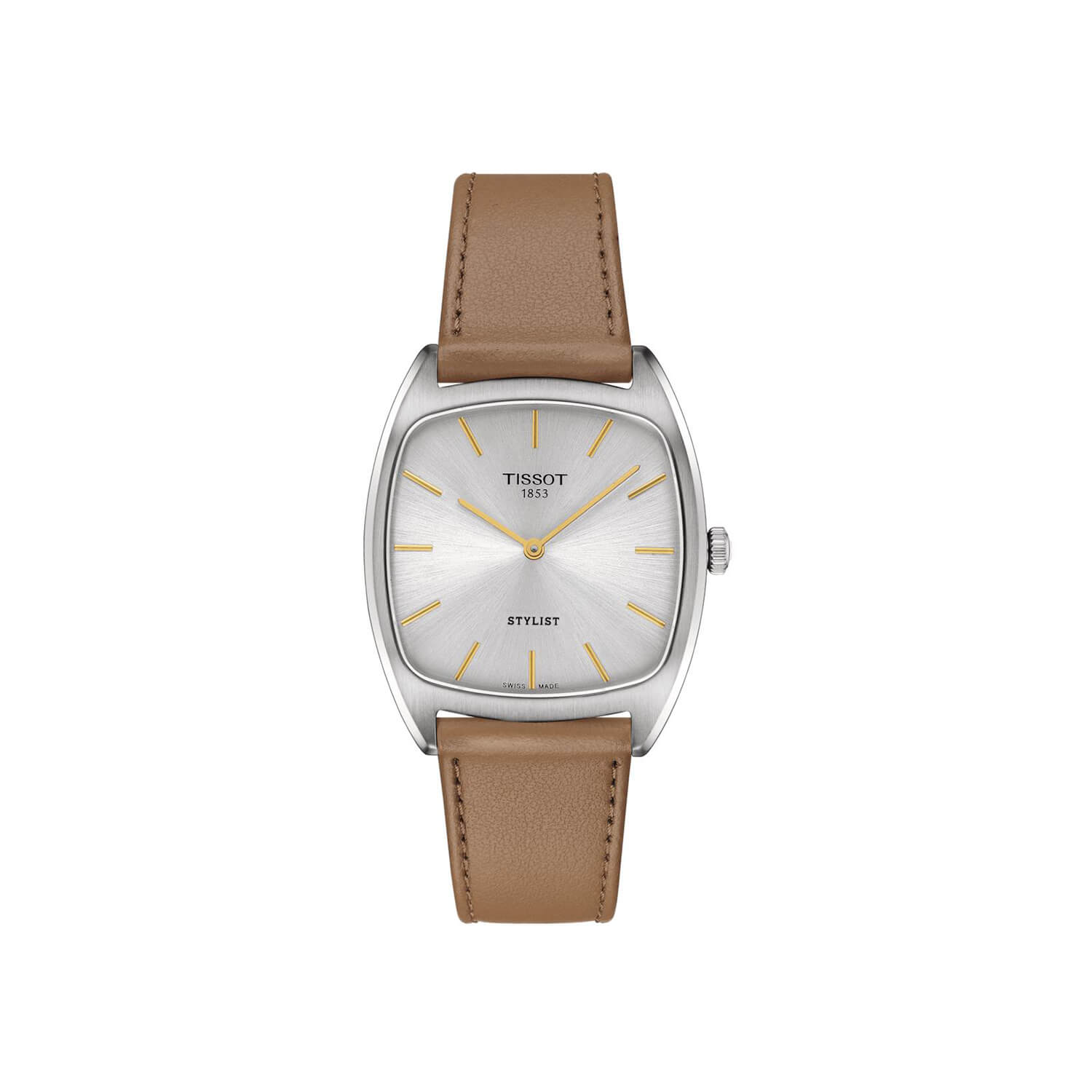 Montre Tissot Stylist cadran Argent bracelet Cuir T159.909.16.031.00