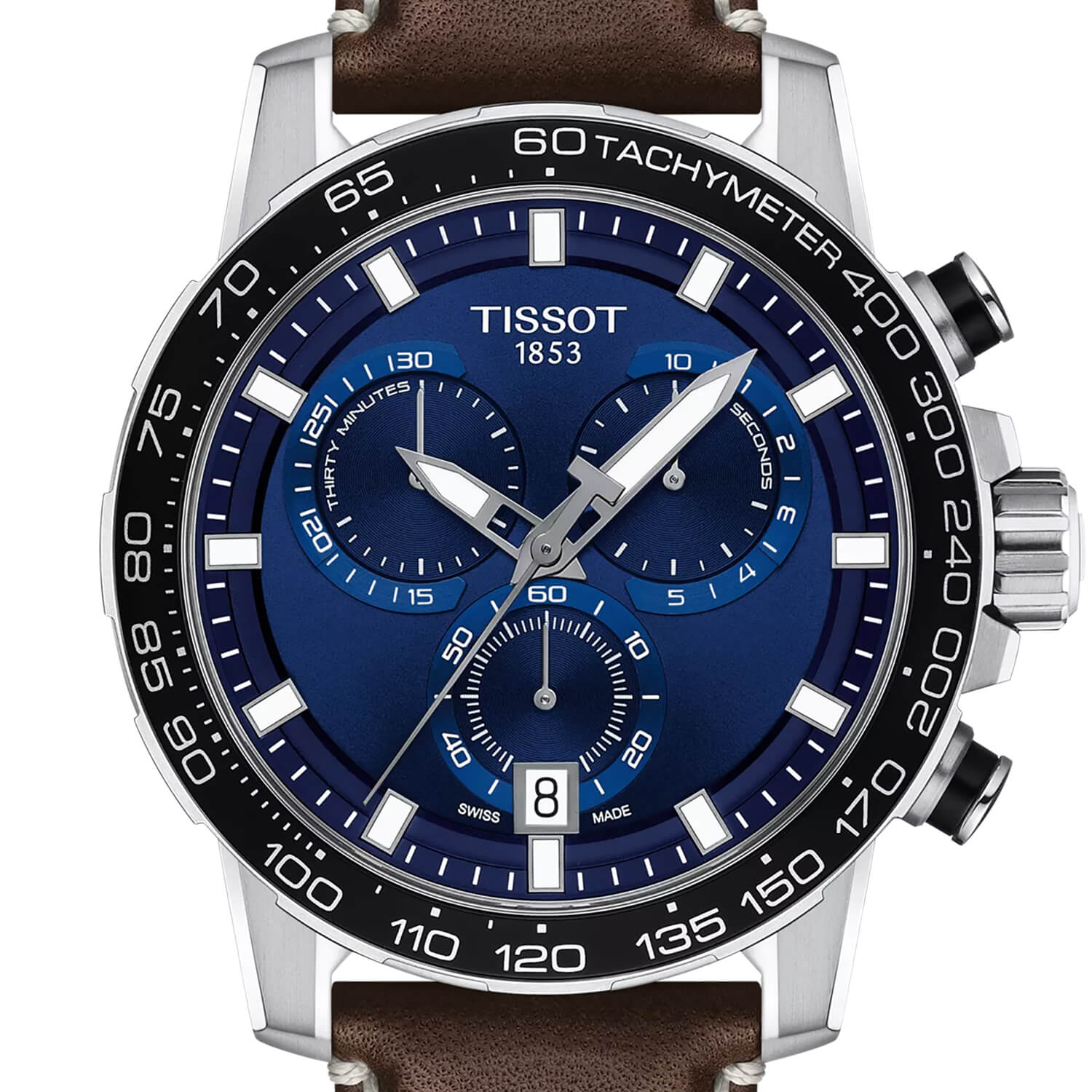 Montre Tissot Supersport Chrono cadran Bleu bracelet Cuir T125.617.16.041.00