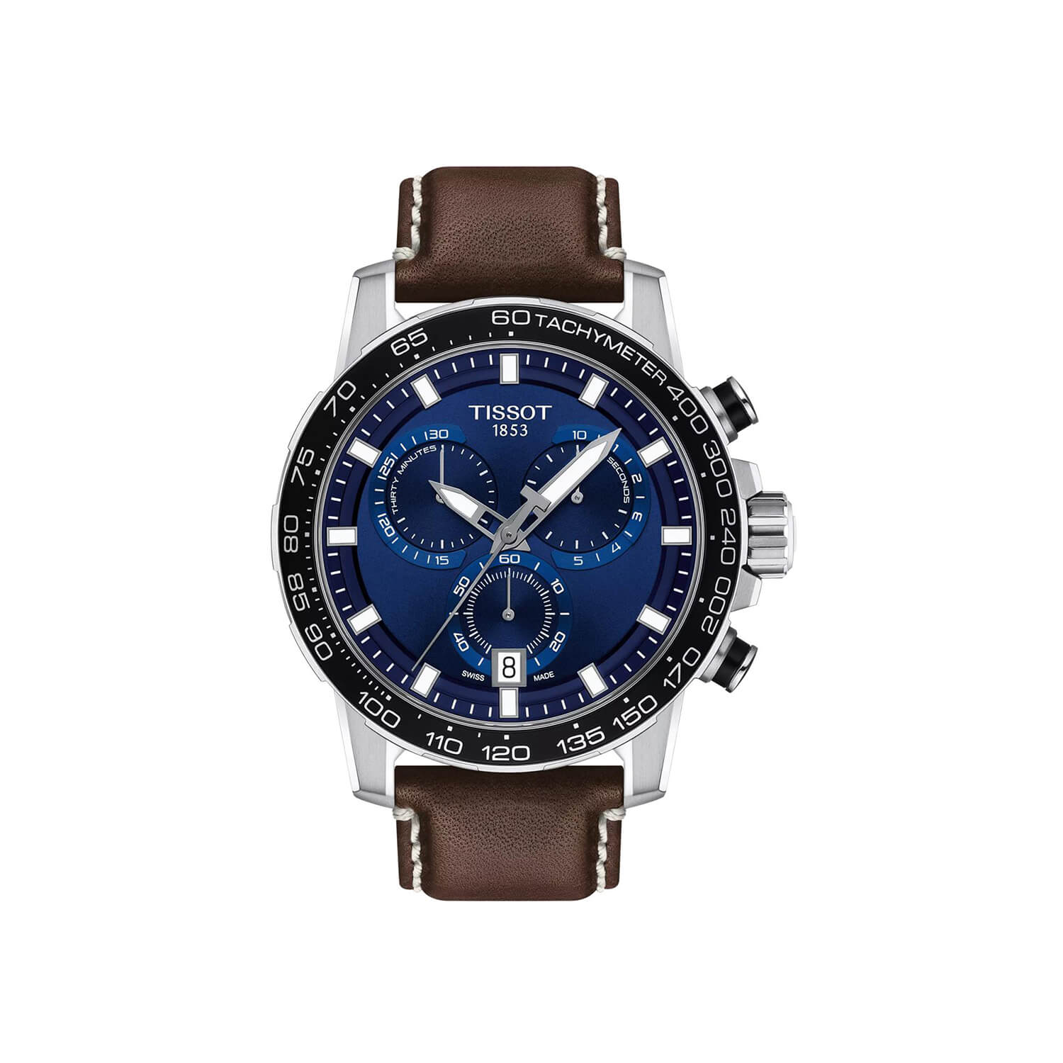 Montre Tissot Supersport Chrono cadran Bleu bracelet Cuir T125.617.16.041.00