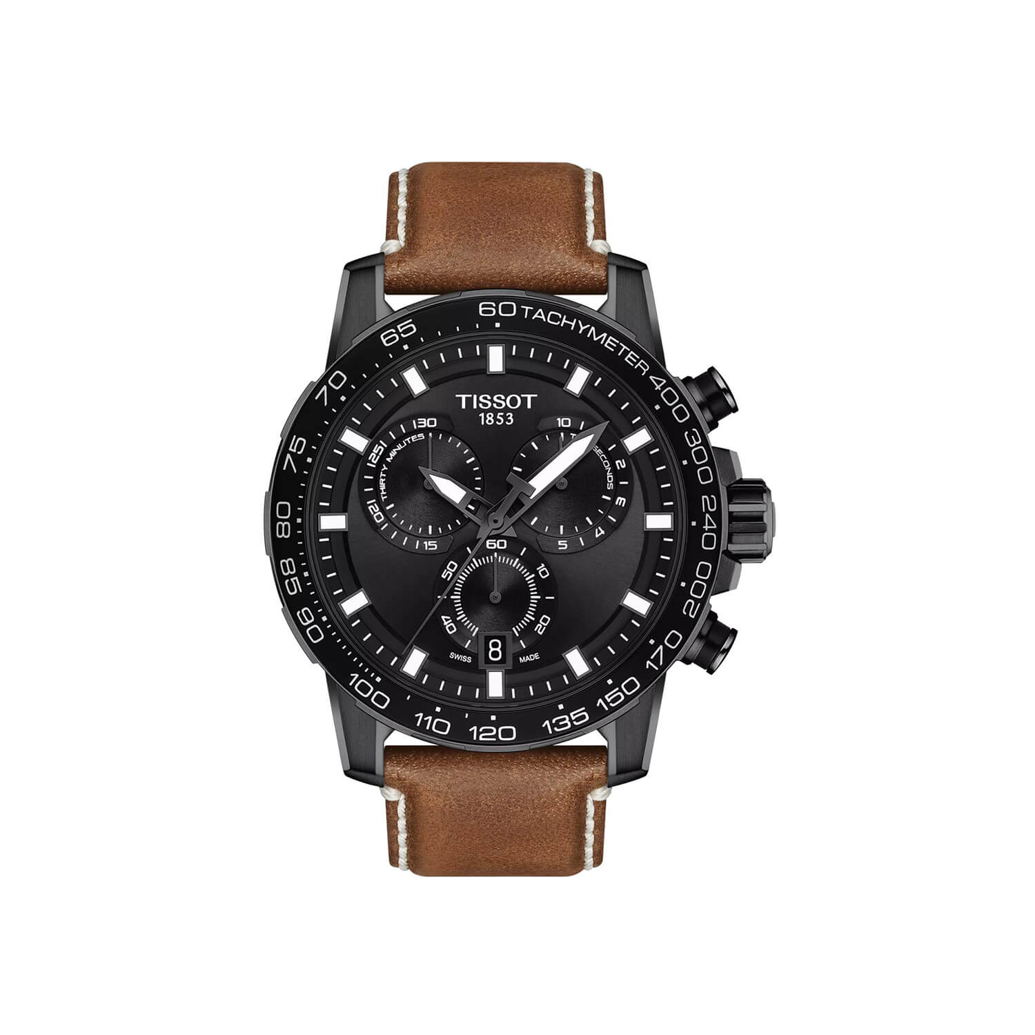 Montre Tissot Supersport Chrono cadran Noir bracelet Cuir T125.617.36.051.01