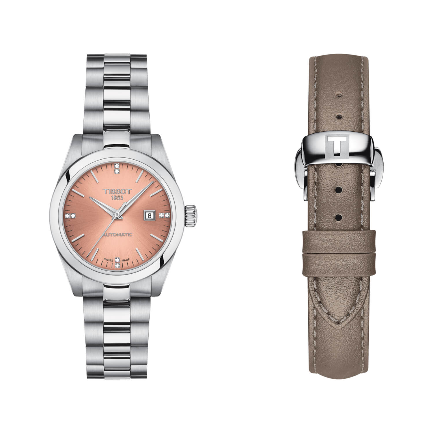 Montre Tissot T-My Lady Automatic avec deux bracelets interchangeables bracelet Acier/Cuir T132.007.11.336.00